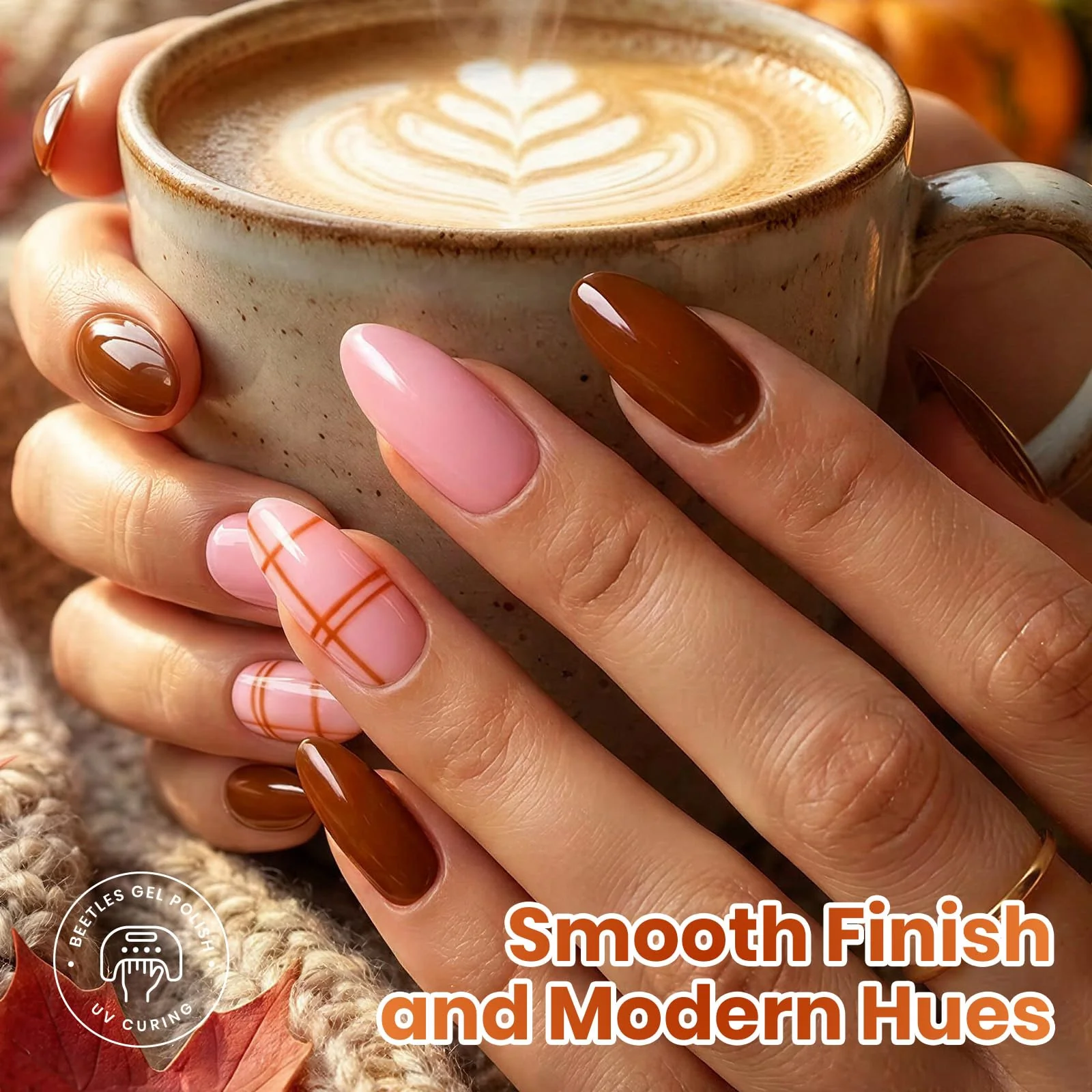 Beetles Brown Just Fall Gel Polish Set 6 Cozy Mocha Cocoa Nude Colors with Display Color Card - Image 7