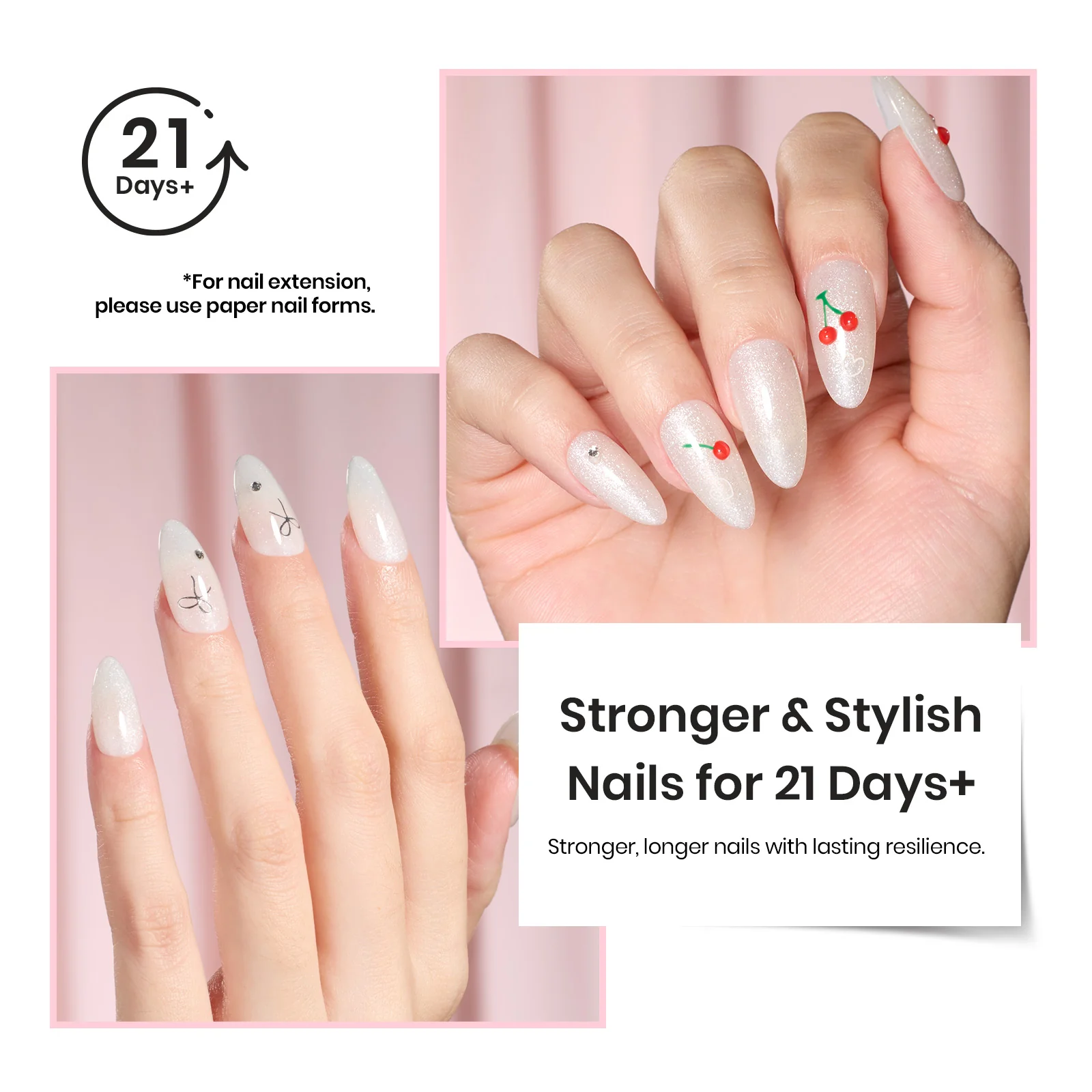Beetles Builder Gel for Nails HEMA-Free,0.5 oz 8 in 1 White Glitter Builder Nail Gel for Thickening Apex Building Strengthener Extension LED/UV Lamp Galaxy Whispers Color DIY Salon for Begginer - Image 5