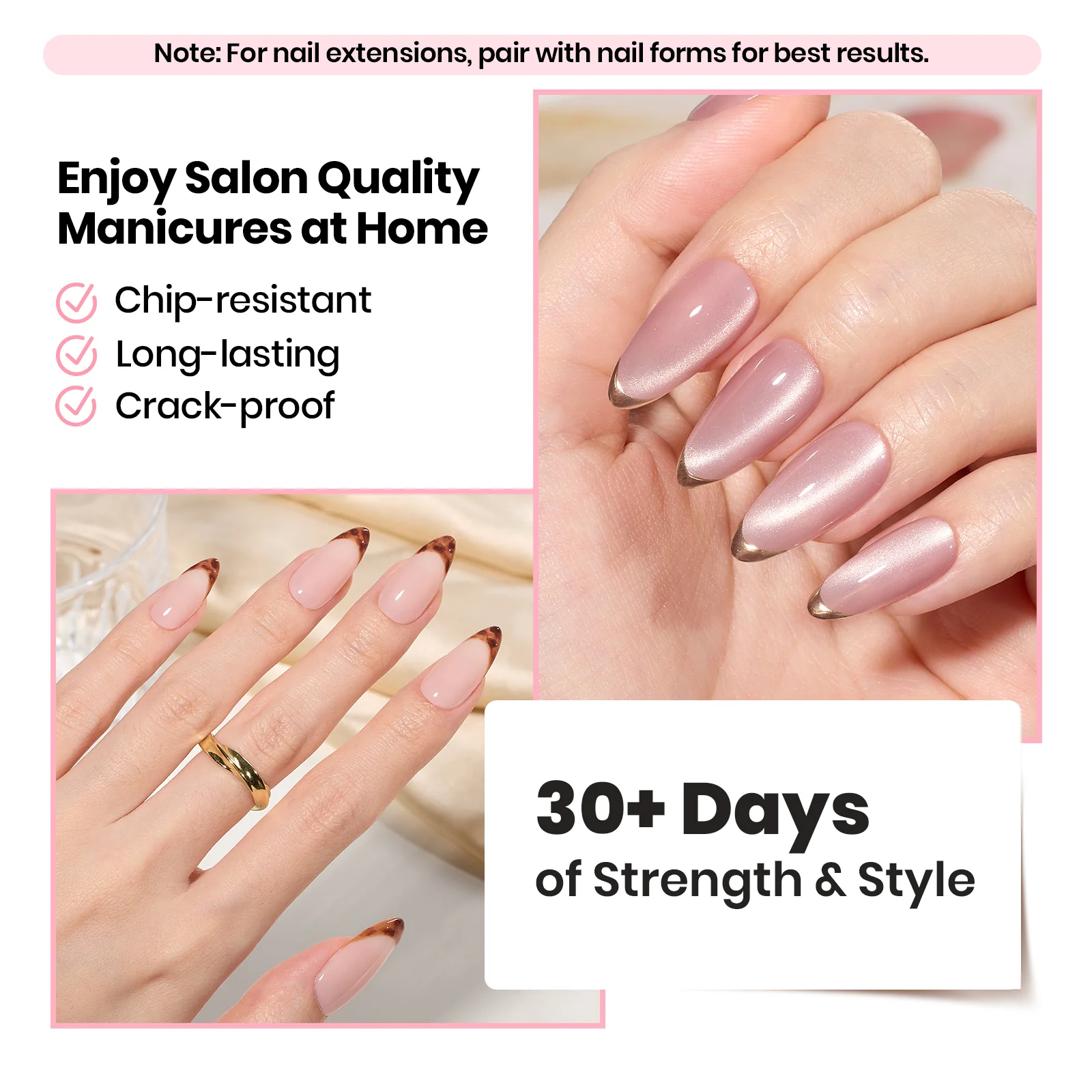 Beetles Builder Gel HEMA-Free,Nail Protection Trio Set 3 Pcs 8 in 1 Nail Strengthening Apex Building Extension for Beginner DIY Salon at Home,Clear Gel Builder with Base & Top Coat,UV & LED Cured - Image 6