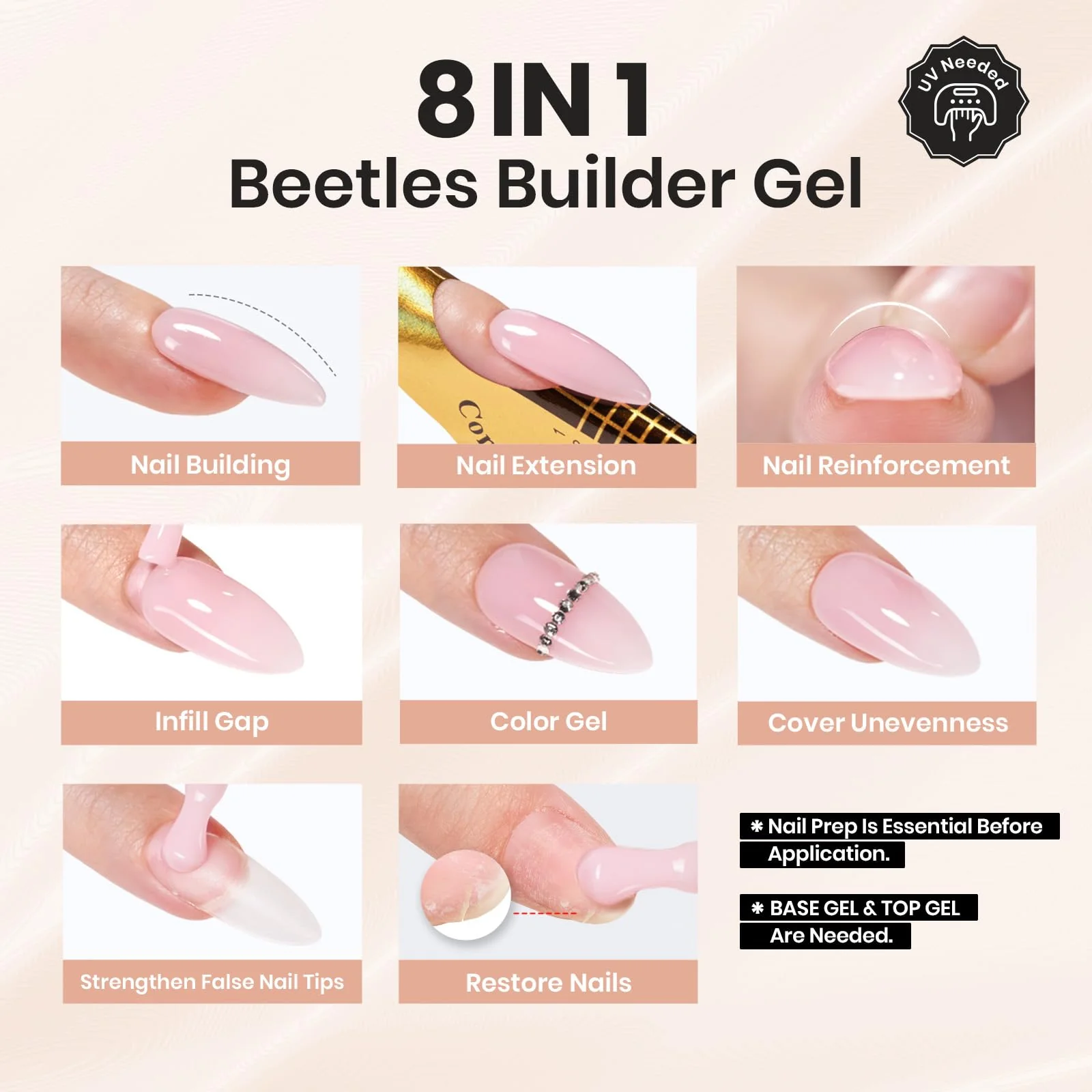 Beetles Builder Gel Nails Kit HEMA Free & Handheld Nail Lamp - Image 4