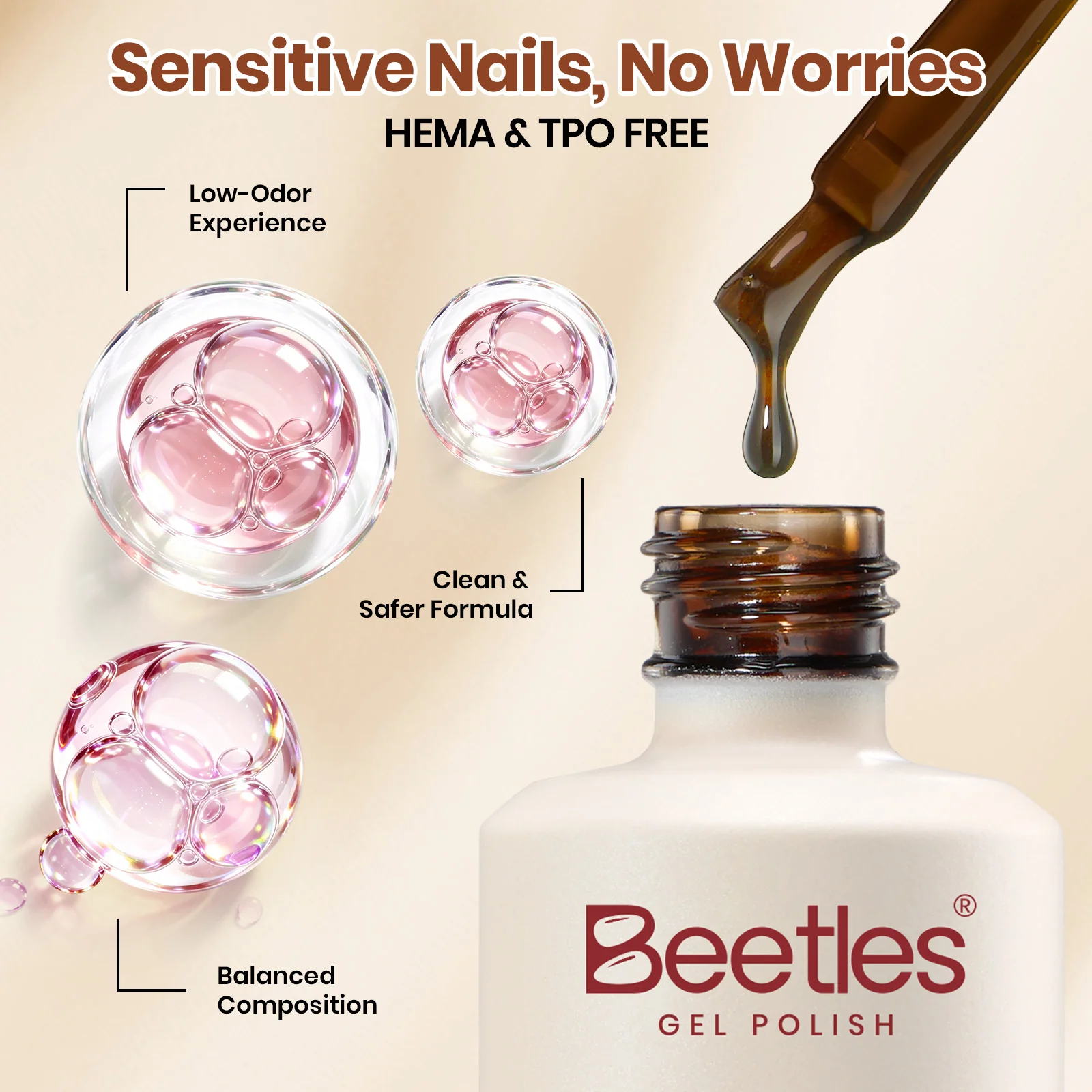Beetles Builder Gel Nail Kit HEMA & TPO-Free, Cocoa Muse Brown with Nail Art Brush, 8 in 1 for Building Strengthening & Extension, Beginner Friendly DIY Salon at Home, UV LED Lamp Needed - Image 2