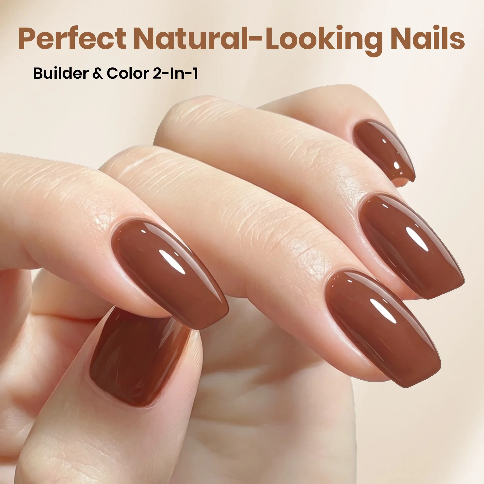 Beetles Builder Gel Nail Kit HEMA & TPO-Free, Maple Ember Brown with Nail Art Brush, 8 in 1 for Building Strengthening & Extension, Beginner Friendly DIY Salon at Home, UV LED Lamp Needed - Image 5