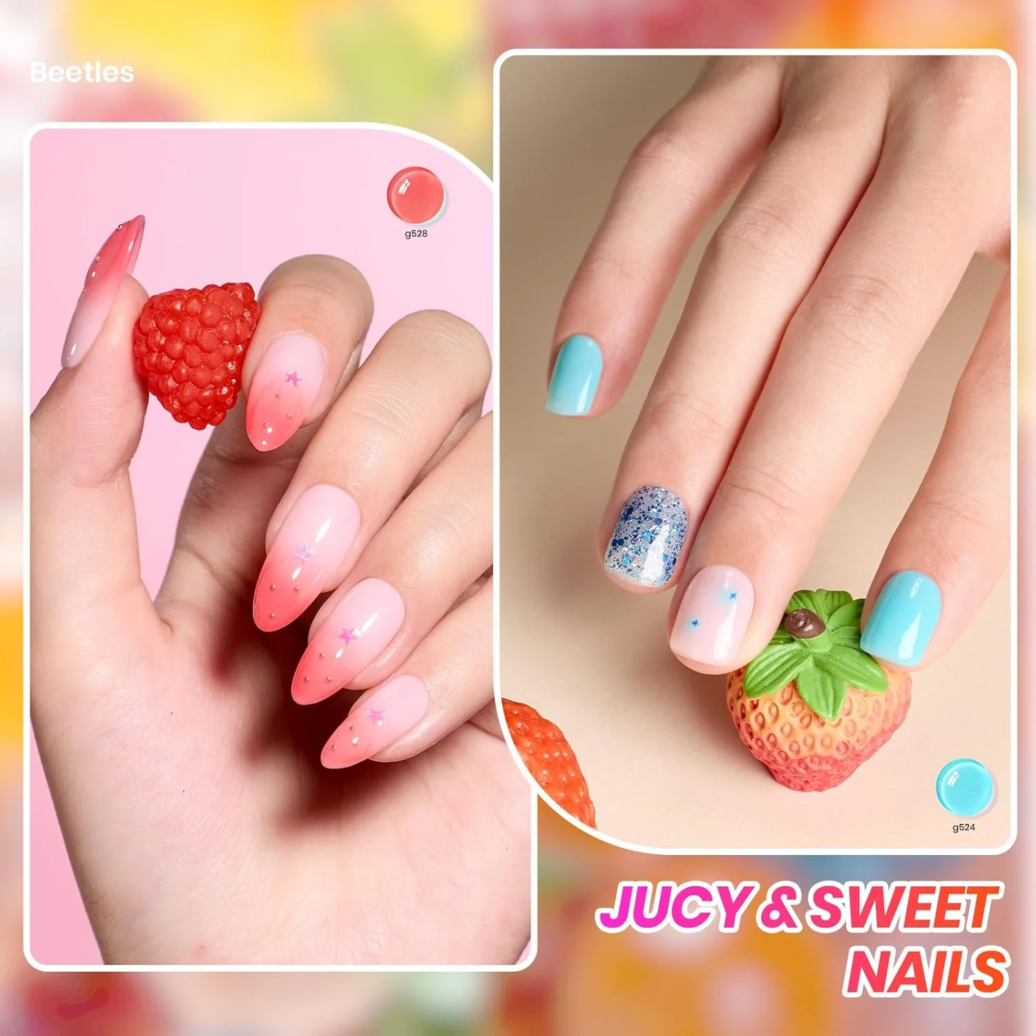 Beetles Candy Spritz Jelly Gel Nail Polish Set - 6 Colors Pastel Gel Nail Kit Summer Nails Sheer Translucent Effect Soak Off UV Nail Art Gift Manicure for Women - Image 3