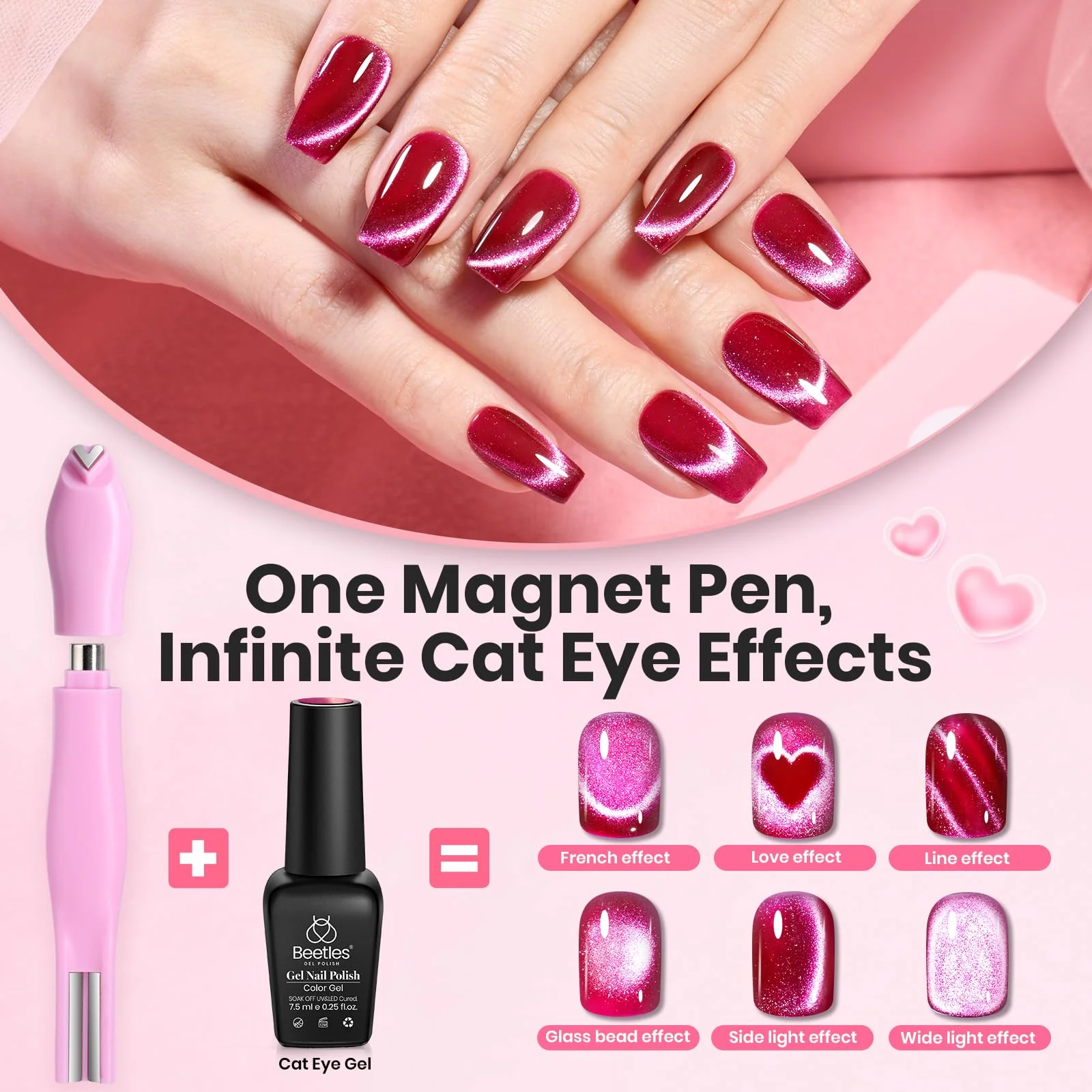 Beetles Cat Eye Magnet for Nails - 3 in 1 Nail Magnet for Cat Eye Gel Nail Polish - Image 2