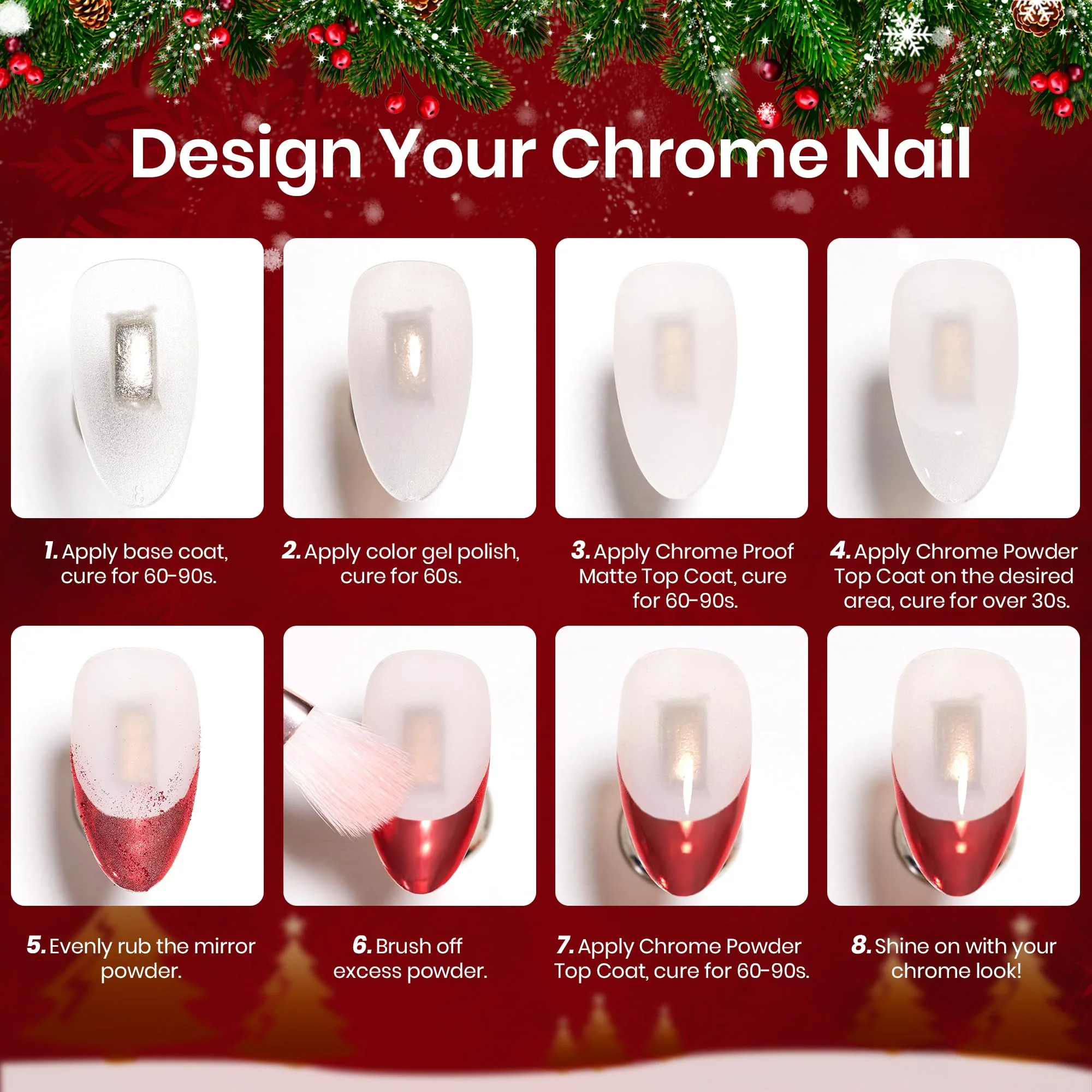 Beetles Christmas Gel Top Coat for Chrome Nail Powder - 15ml Chrome Top Coat - Image 7