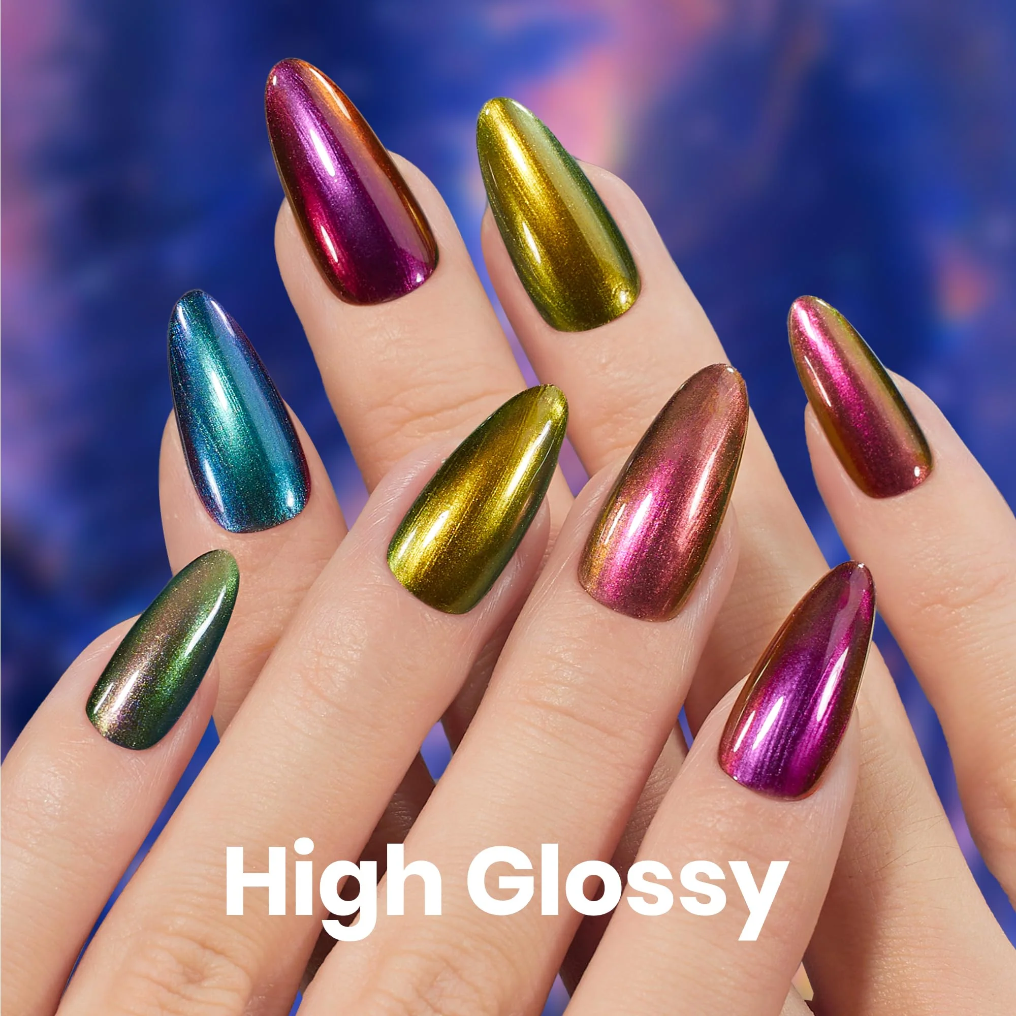 Beetles Chrome Nail Polish Set - Chameleon Holographic Ember 6 Colors Air Quick Fast Dry Metallic Nail Polish - Image 7