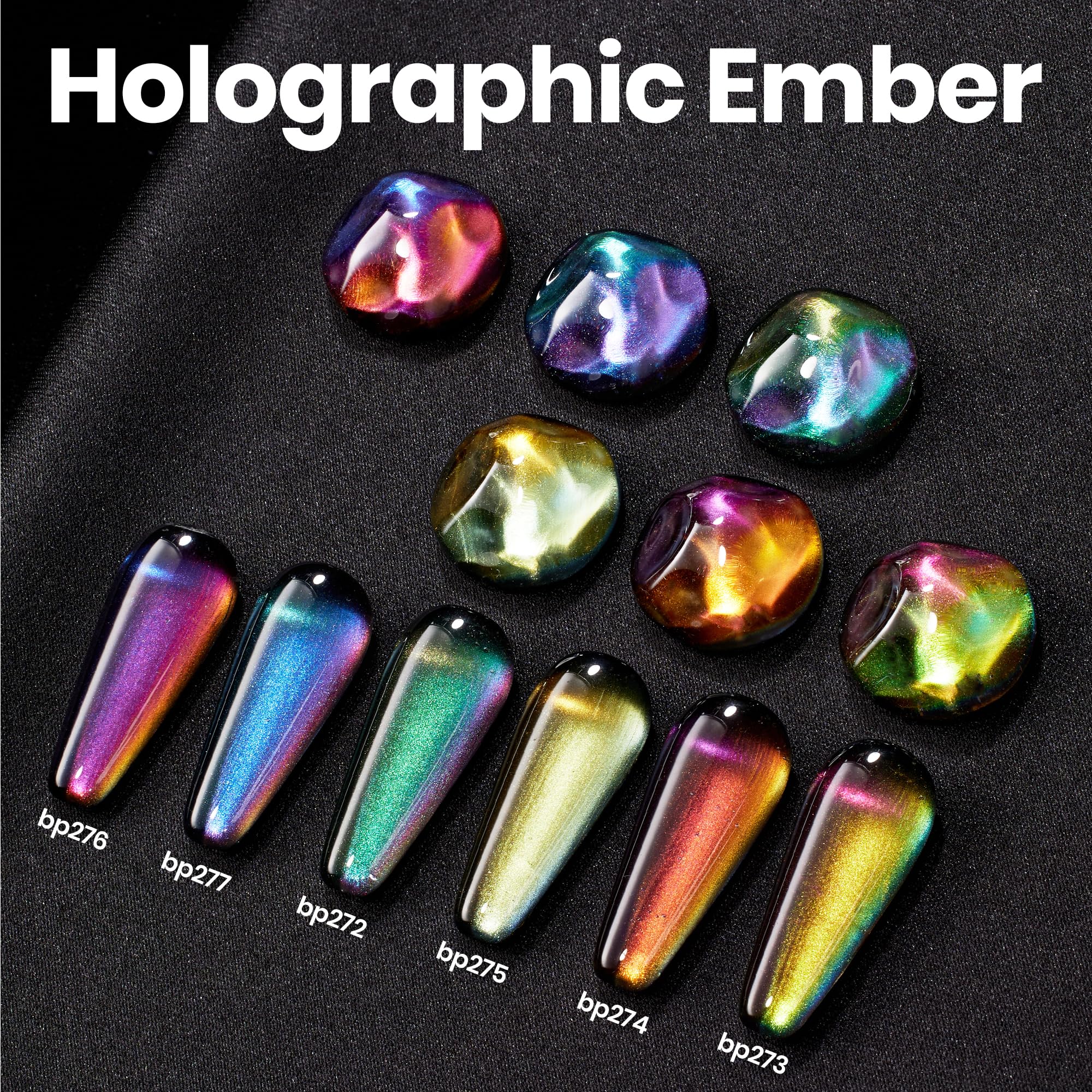 Beetles Chrome Nail Polish Set - Chameleon Holographic Ember 6 Colors Air Quick Fast Dry Metallic Nail Polish - Image 8