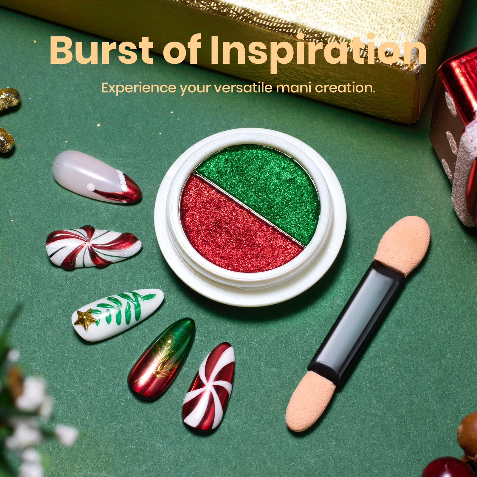 Beetles Chrome Nail Powder Christmas 2 Colors Mirror Effect Red Green Metallic Cromer Powder for Nail - Image 4