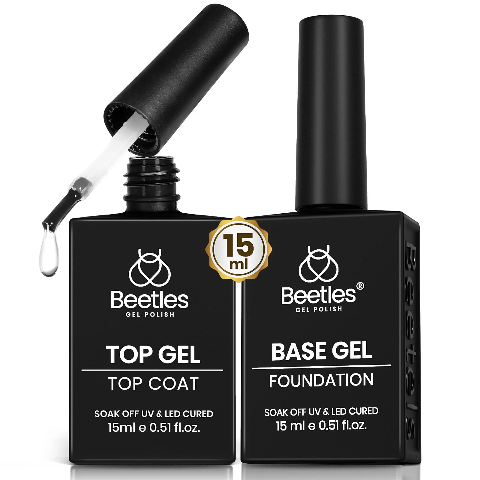Beetles Clear Gel Top Coat and Base Coat 2pcs 15 ml