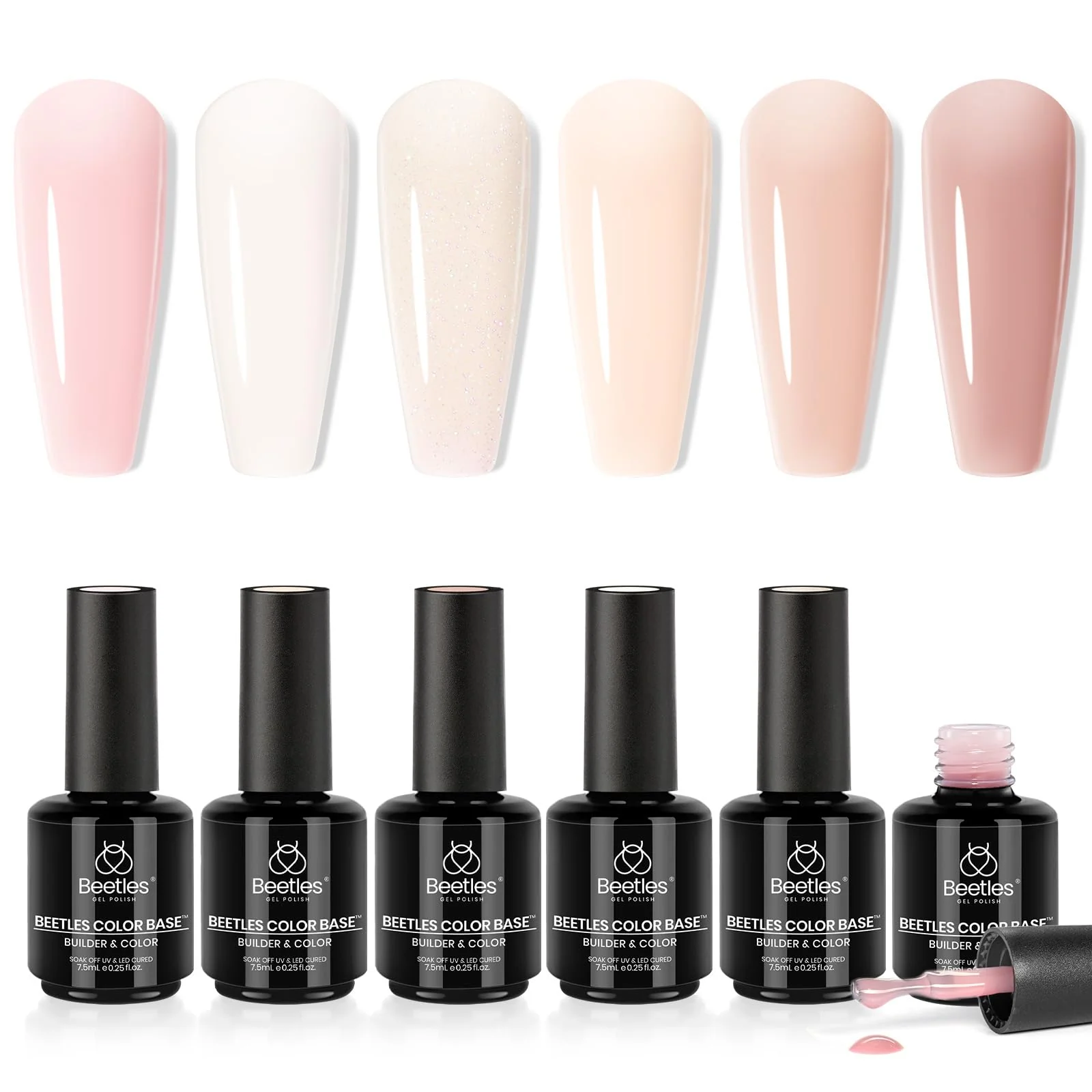 7.5ml Each Beetles Color Base | Nails Nude Ge Gel Polish 6 Colors Set
