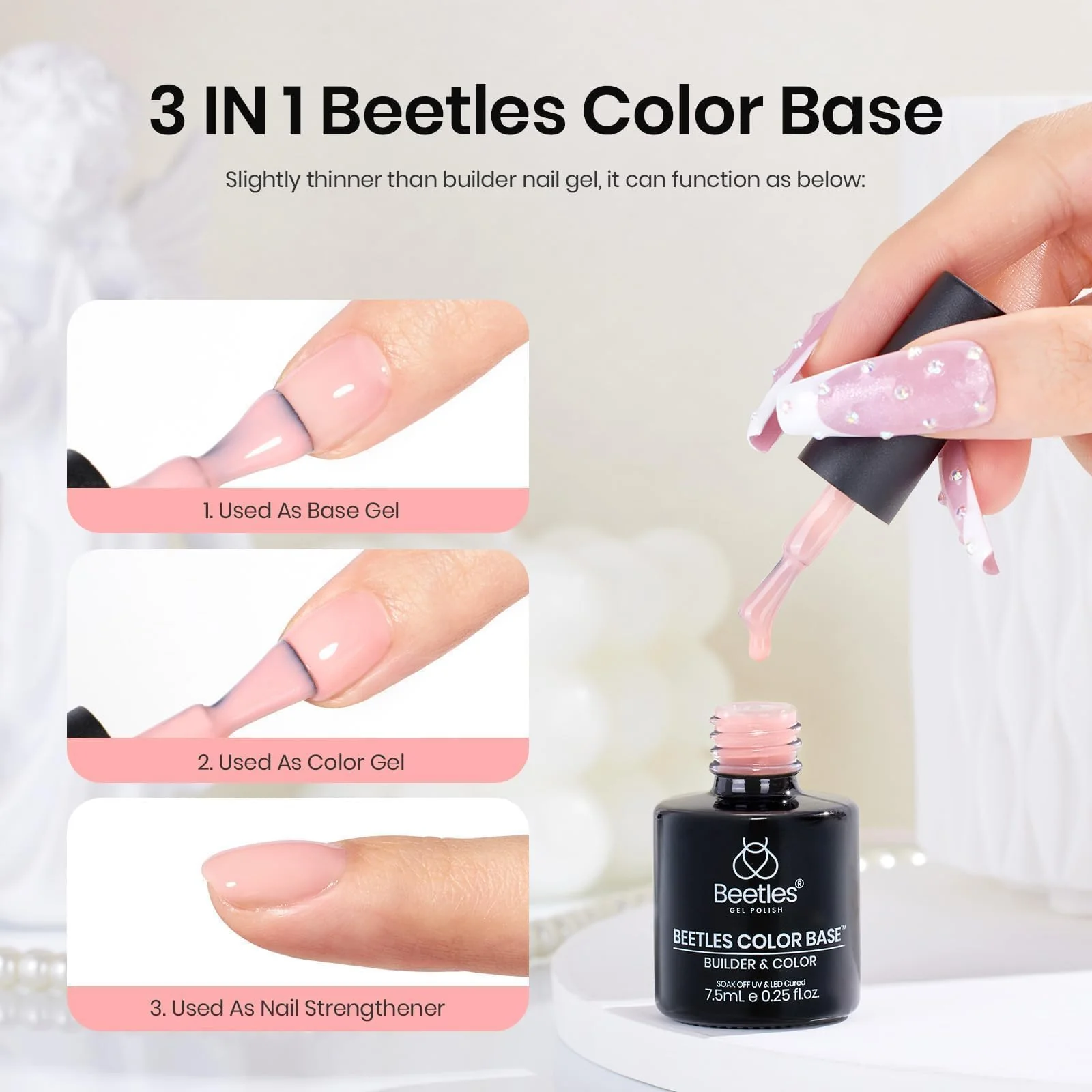 7.5ml Each Beetles Color Base | Nails Nude Ge Gel Polish 6 Colors Set - Image 3