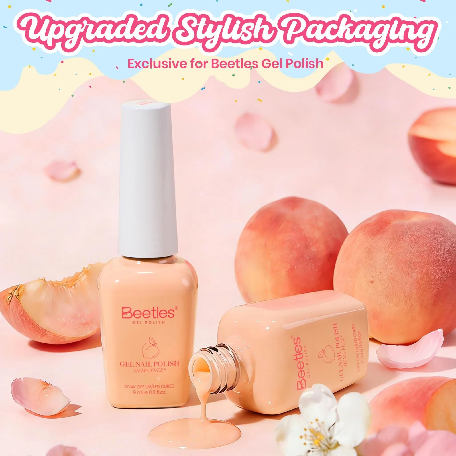 Beetles Coral Gel Nail Polish - Sweetie Peach Nails Pastel Orange Gel Nail Polish - Image 2