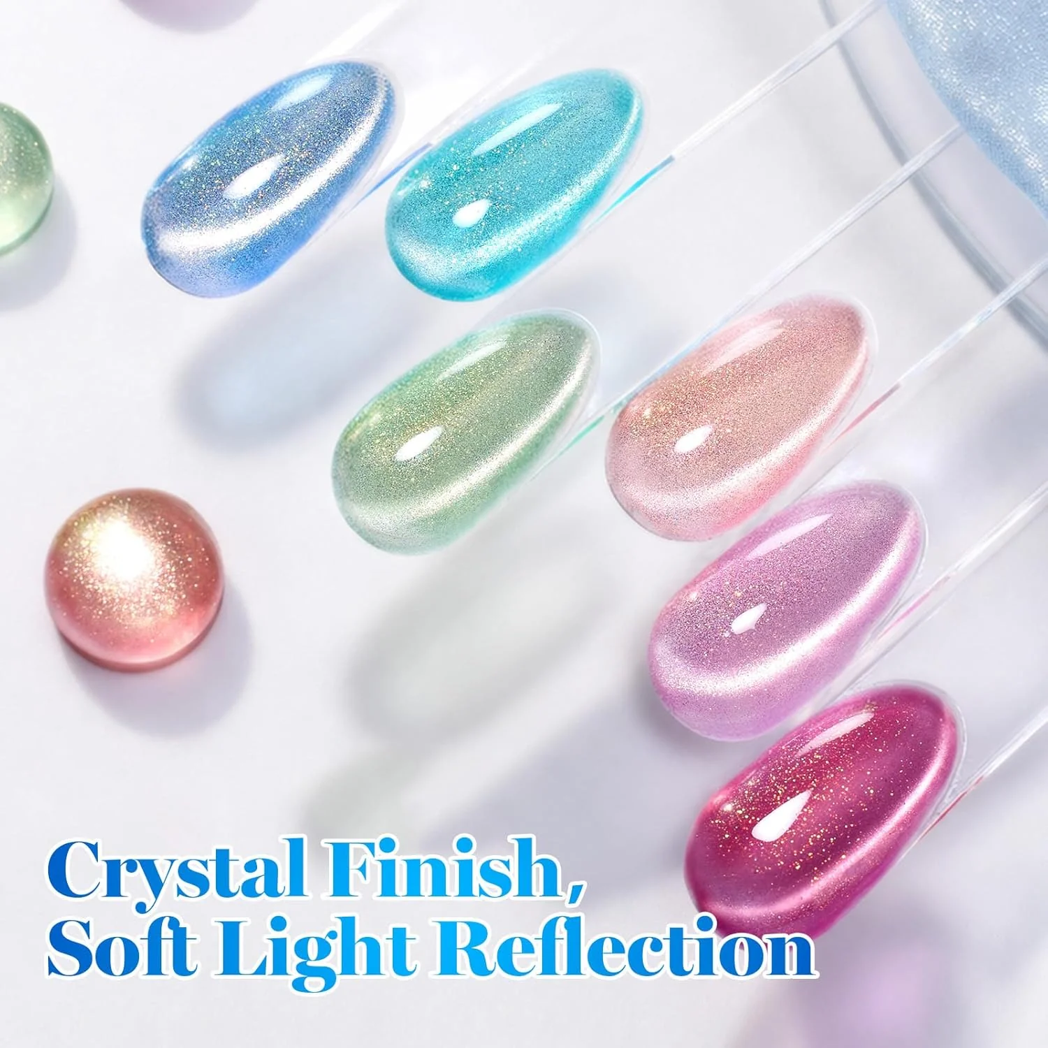 Beetles Crystal Garden Cat Eye Gel Nail Polish Set - 6 Colors 15ML Gel Polish Kit Glitter Summer Nails Magnetic Effect Soak Off UV Nail Art DIY Manicure Gift for Women. - Image 5