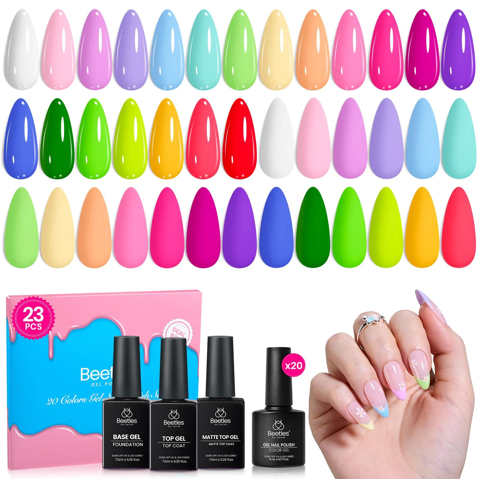 Beetles Deal Box Rainbow Core Summer Nails 20 Colors Gel Polish Set Gel Nail Polish Set - Image 8