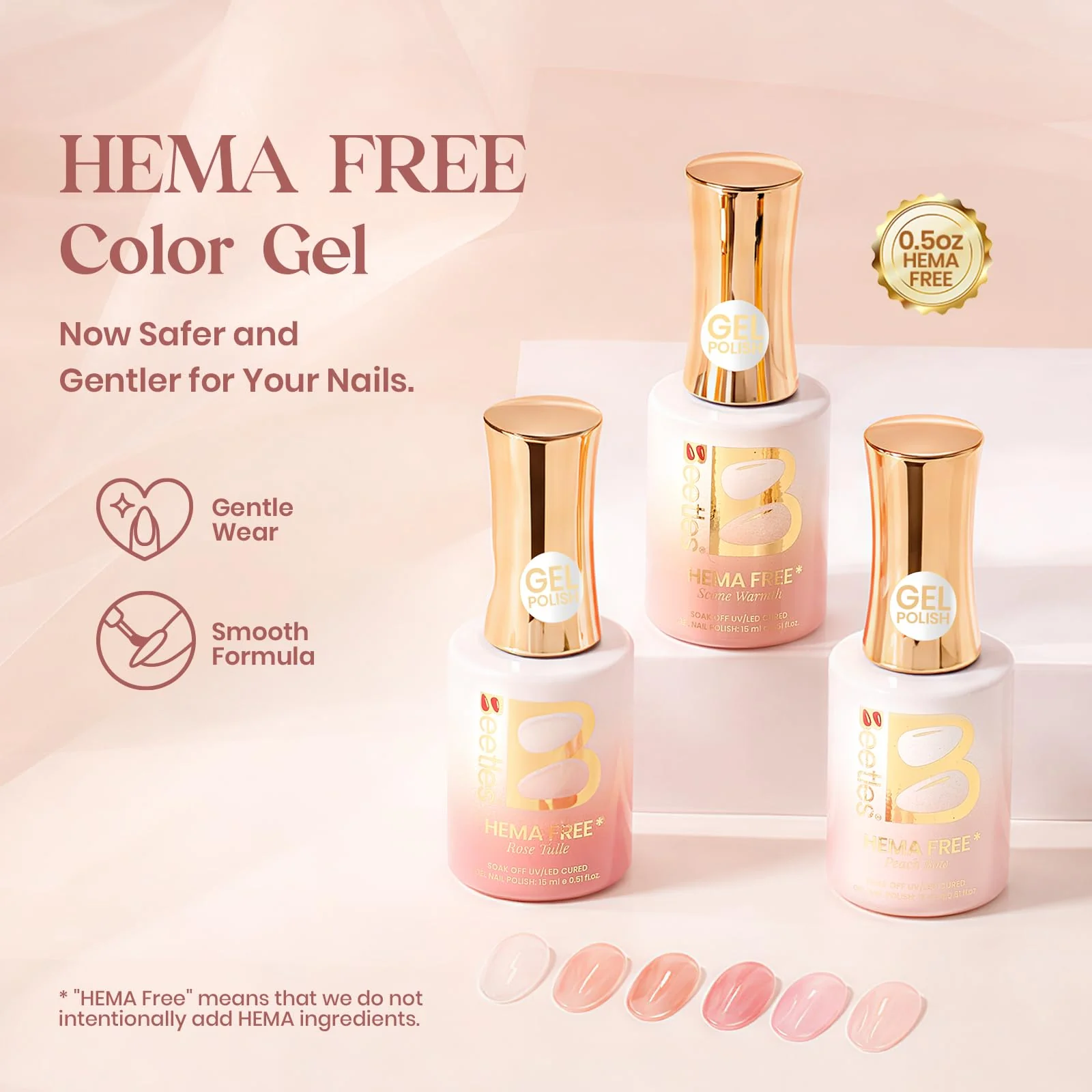 Beetles Dreamy Ballet Nude Summer Nail Gel Polish Set- HEMA FREE 10 Colors 15ML Jelly Pink Nail - Image 3