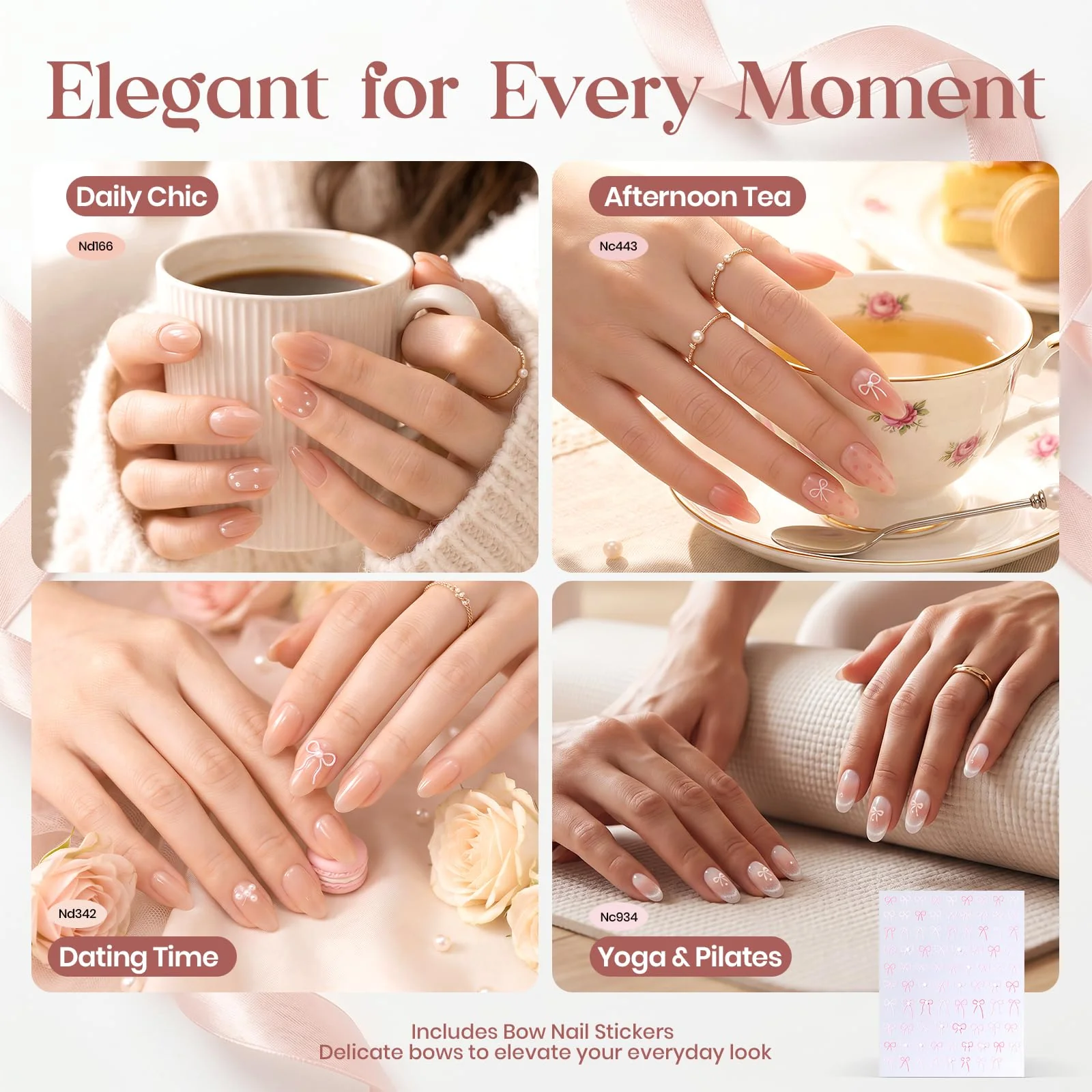 Beetles Dreamy Ballet Nude Summer Nail Gel Polish Set- HEMA FREE 10 Colors 15ML Jelly Pink Nail - Image 5