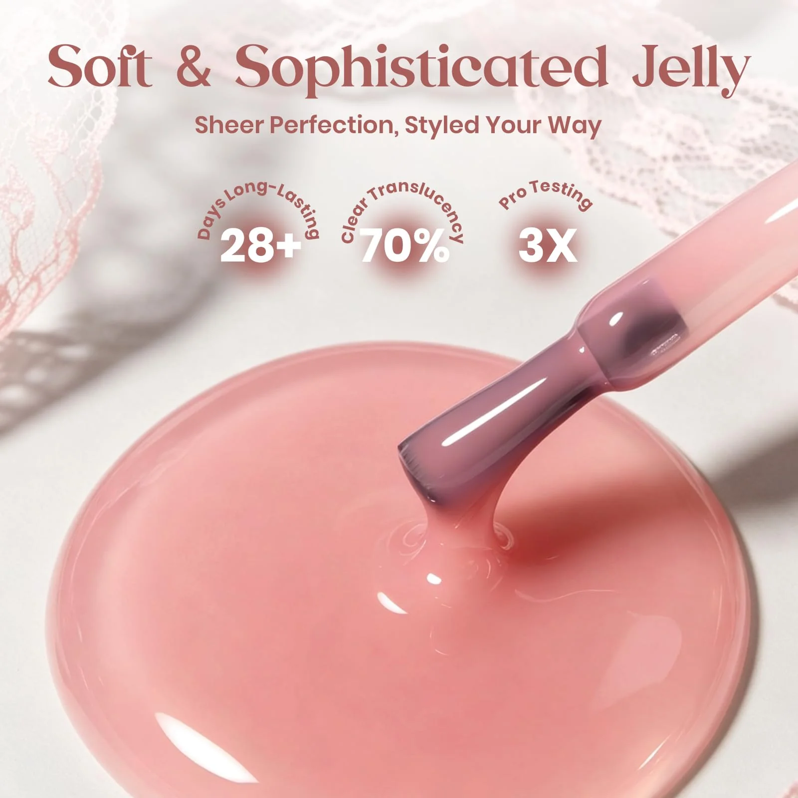 Beetles Dreamy Ballet Nude Summer Nail Gel Polish Set- HEMA FREE 10 Colors 15ML Jelly Pink Nail - Image 6