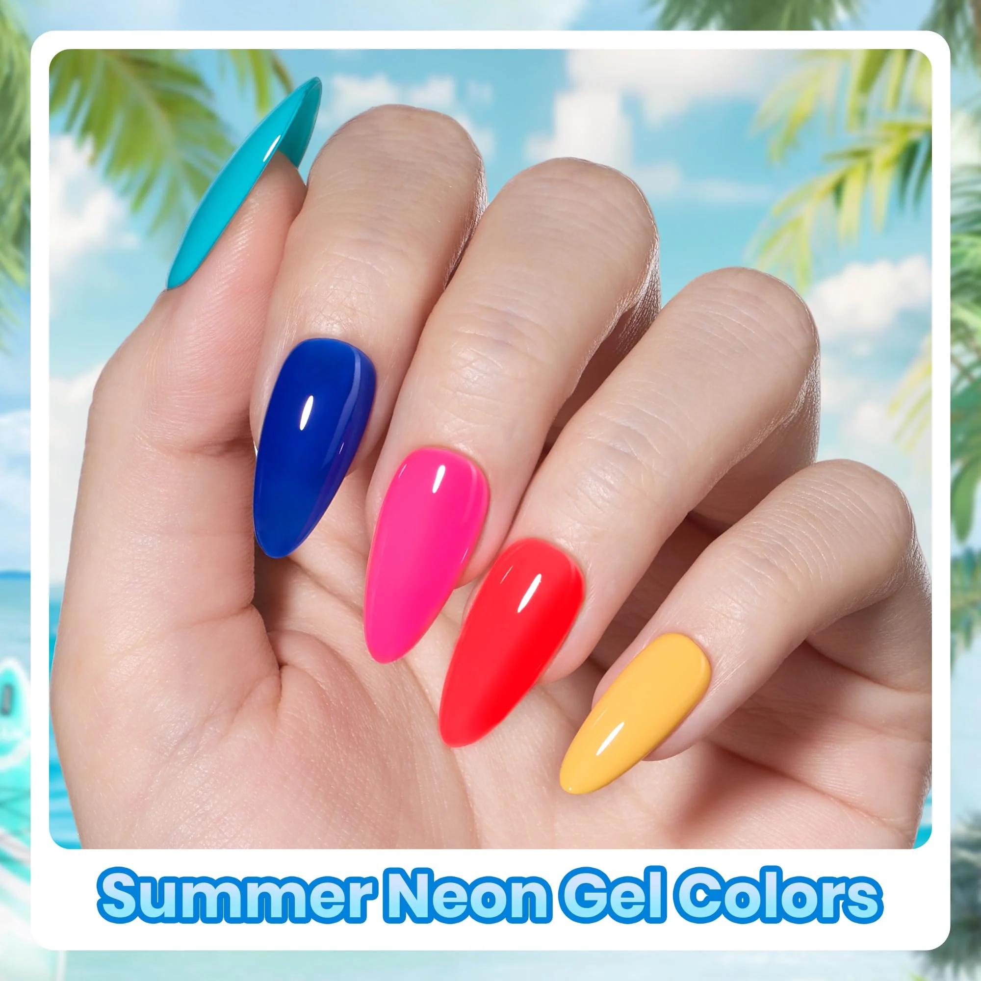 Beetles Dreamy Summer 6 Colors Summer Nails Art Hot Pink Blue Yellow Green Gel Nail Polish Set - Image 3