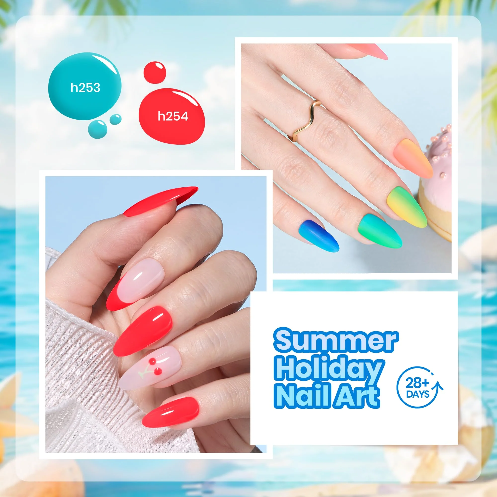Beetles Dreamy Summer 6 Colors Summer Nails Art Hot Pink Blue Yellow Green Gel Nail Polish Set - Image 4