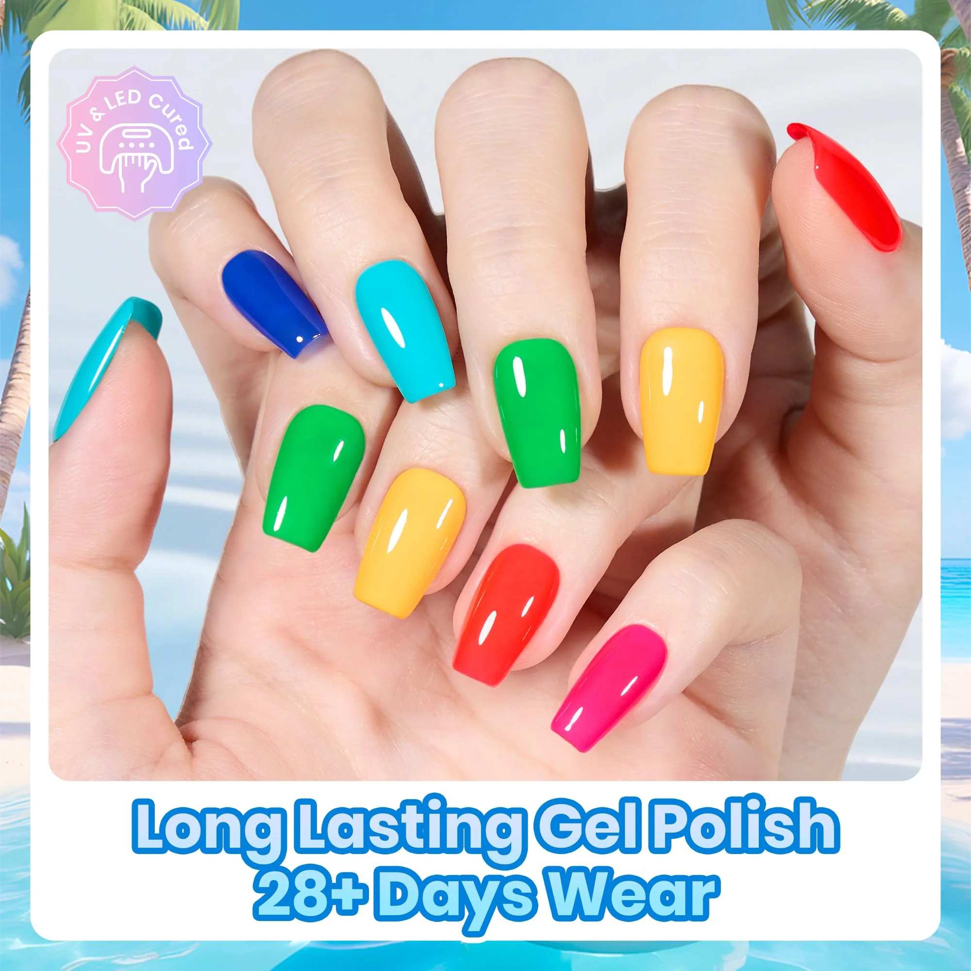 Beetles Dreamy Summer 6 Colors Summer Nails Art Hot Pink Blue Yellow Green Gel Nail Polish Set - Image 5