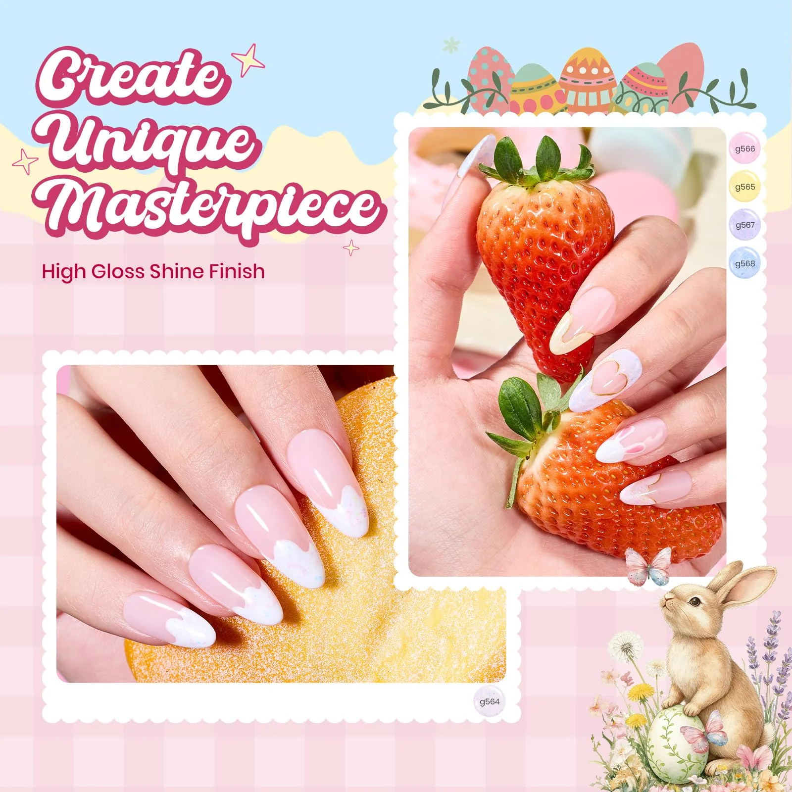 Beetles Easter Gel Nail Polish Set Nails Pastel Whip 6 Colors Macaron Shimmer Glitter Summer Nails Gel Polish Set - Image 5