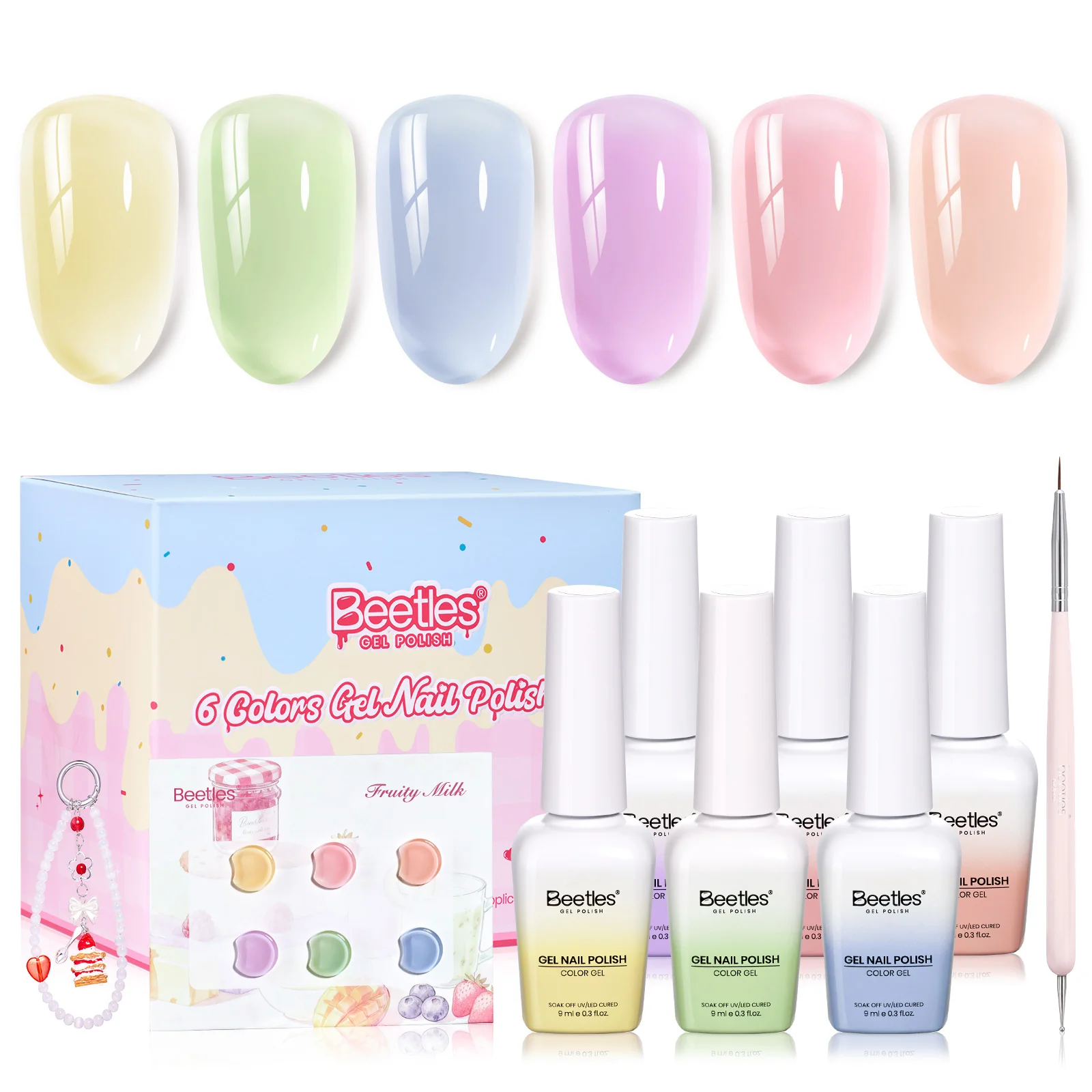 Pastel Fruity Milk Jelly Gel Whip 6 Colors Summer Nails Macaron Shimmer Glitter Gel Polish - Image 10