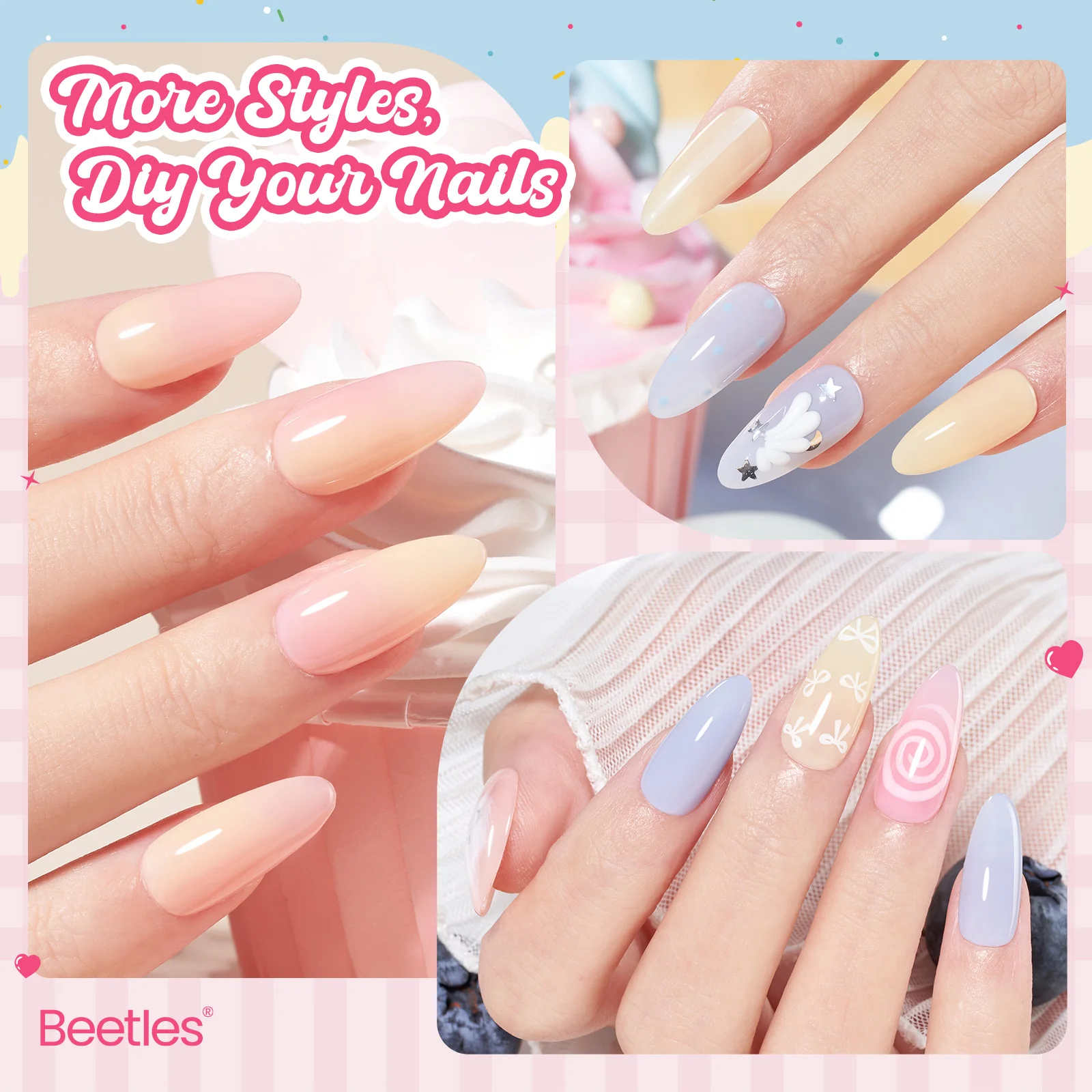 Pastel Fruity Milk Jelly Gel Whip 6 Colors Summer Nails Macaron Shimmer Glitter Gel Polish - Image 4