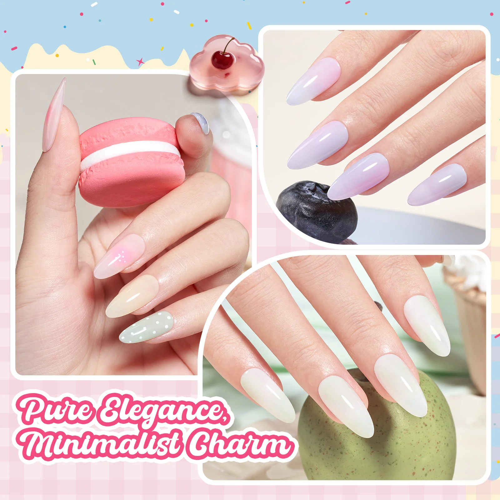 Pastel Fruity Milk Jelly Gel Whip 6 Colors Summer Nails Macaron Shimmer Glitter Gel Polish - Image 5