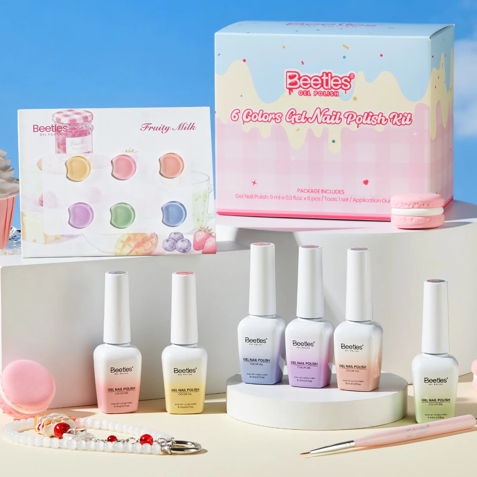 Pastel Fruity Milk Jelly Gel Whip 6 Colors Summer Nails Macaron Shimmer Glitter Gel Polish - Image 8