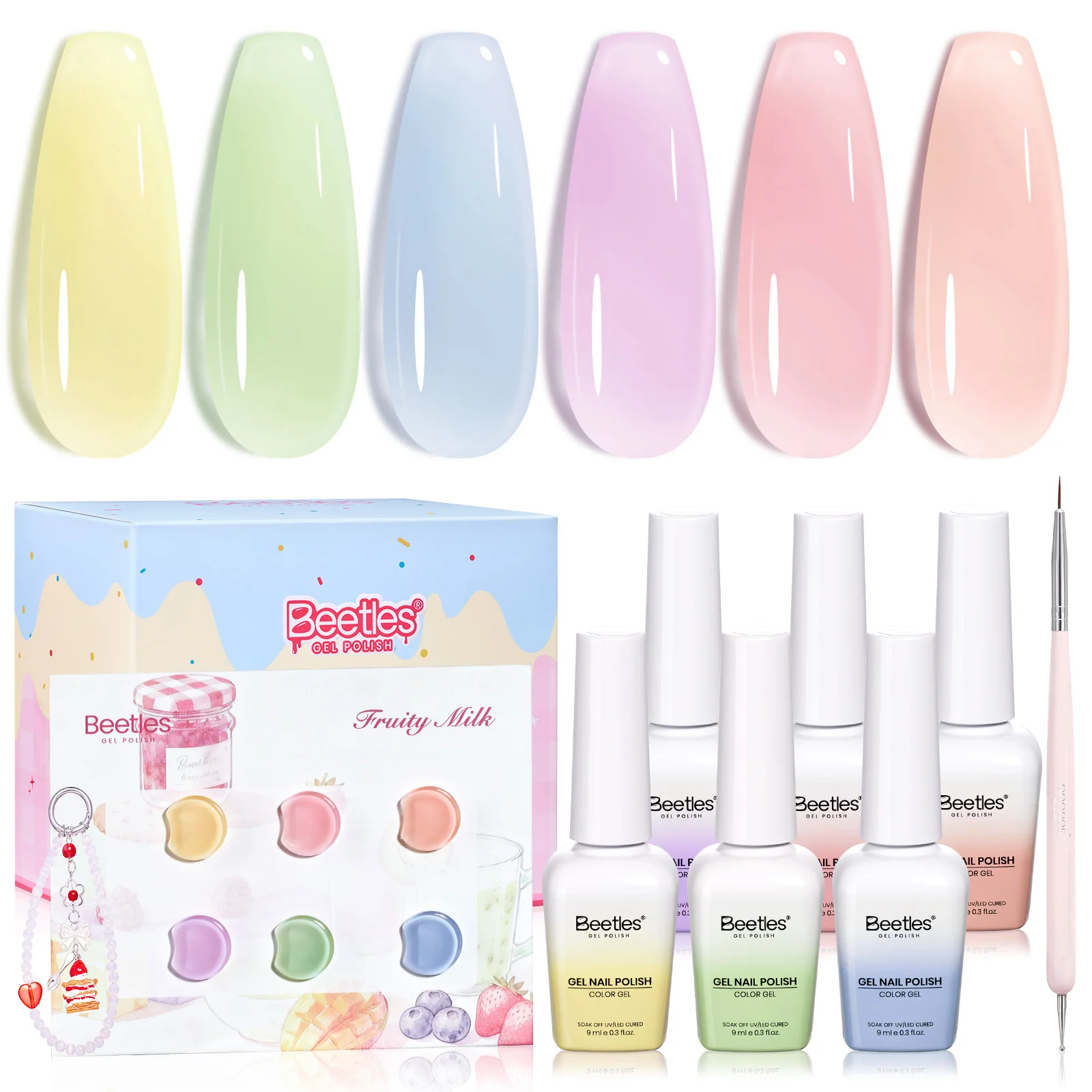 Pastel Fruity Milk Jelly Gel Whip 6 Colors Summer Nails Macaron Shimmer Glitter Gel Polish - Image 9