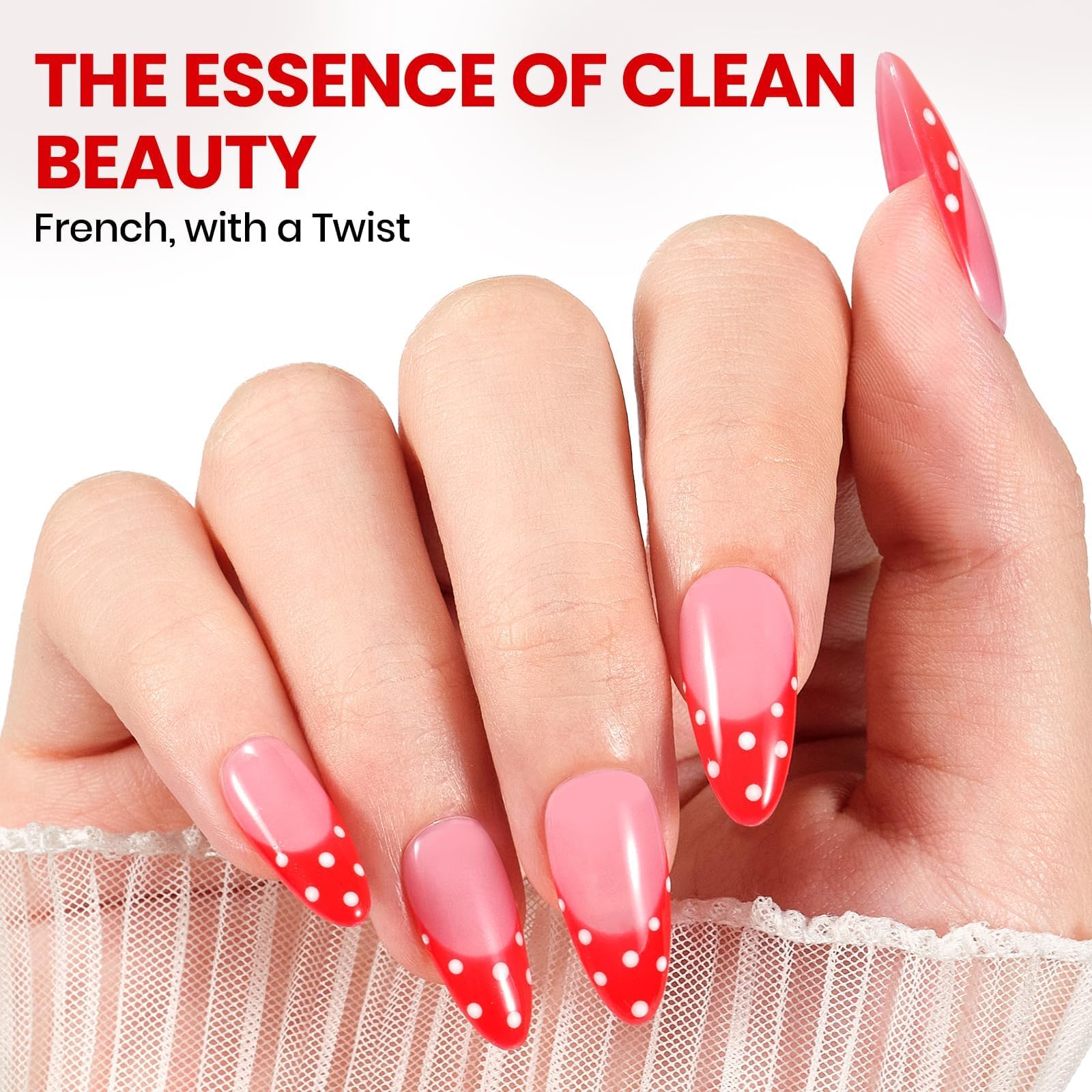 Beetles French Tip Gel Polish - Dusky Rose with Base Coat Top Coat Hema Free - Image 4