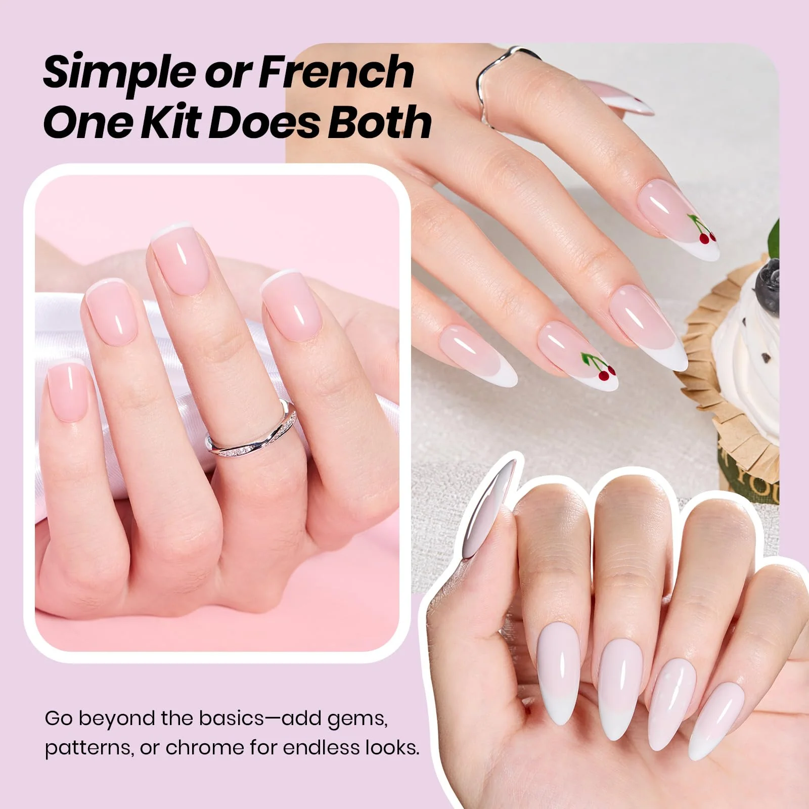 Beetles French Tip Gel Polish - Peach Mousse 15ML with French Tip Stamp Hema Free - Image 5
