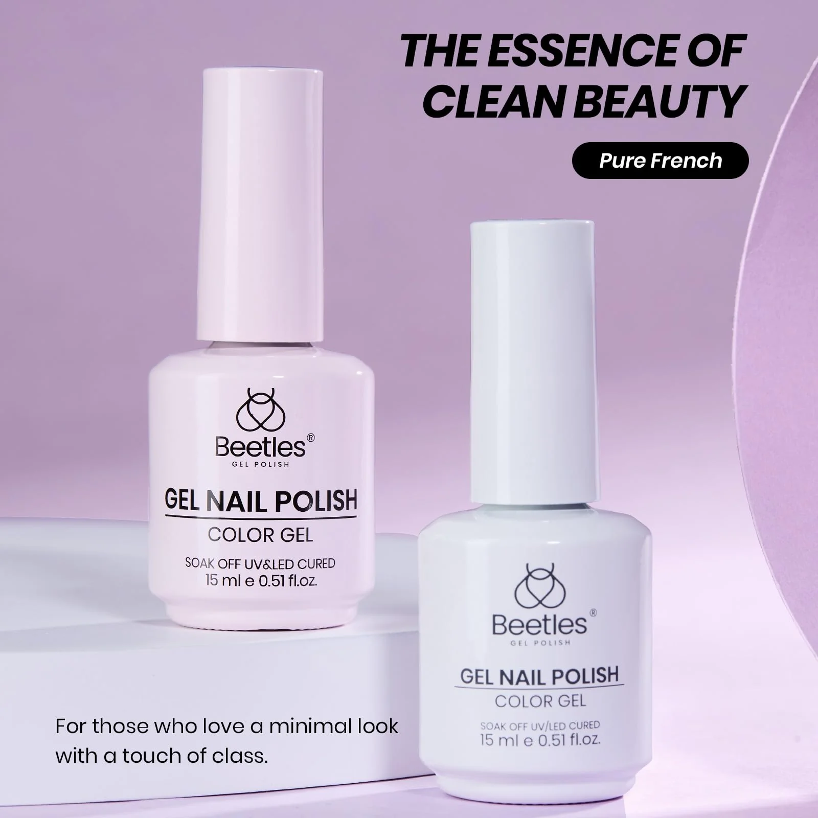 Beetles French Tip Gel Polish Set - White Nude Pink Gel Nail Polish Set Soak Off UV LED with 2 Styles Classic French Nail - Image 5