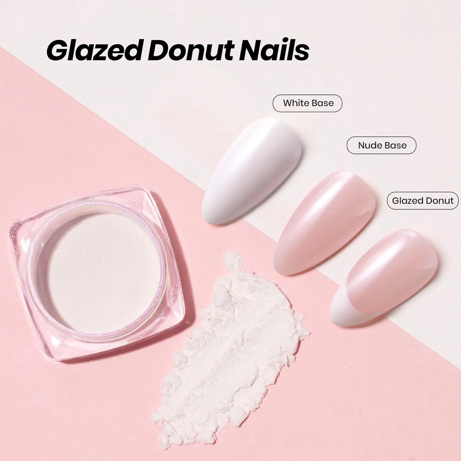 Beetles French Tip Gel Set - Pearl Glaze White Nude Pink Upgraded Summer Nails Gel Nail Kit Soak Off UV LED with 4 Styles Bubble French&Chrome Powder Nail Art Sticker DIY Home Salon Gift for Women - Image 3