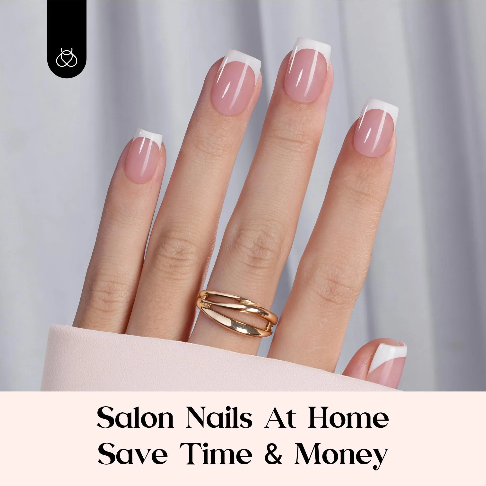 Beetles French Tip Press On Nails 150 Pcs Pink Short Square Press On Nails Fake Nail Tips - Image 3