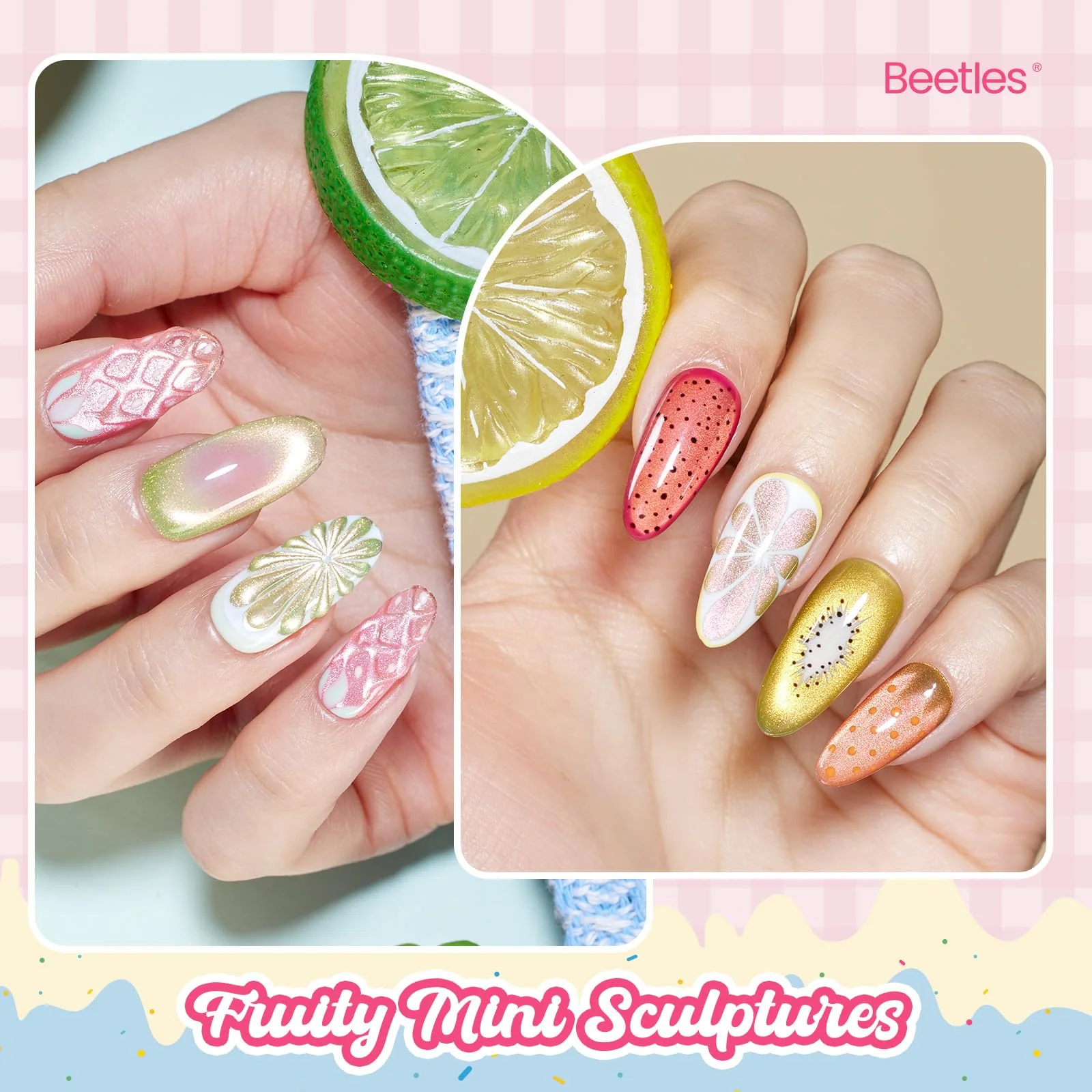 Beetles Fruit Magnet Cat Eye Gel Nail Polish Set - Nails 6 Colors Gel Polish Kit Glitter Cat Eye - Image 6