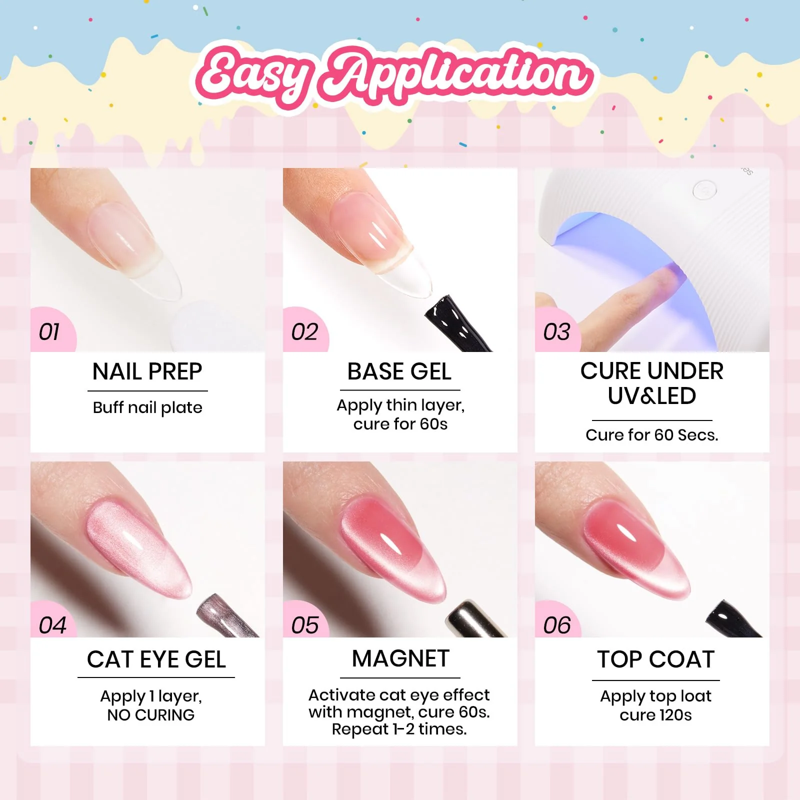 Beetles Fruit Magnet Cat Eye Gel Nail Polish Set - Nails 6 Colors Gel Polish Kit Glitter Cat Eye - Image 8