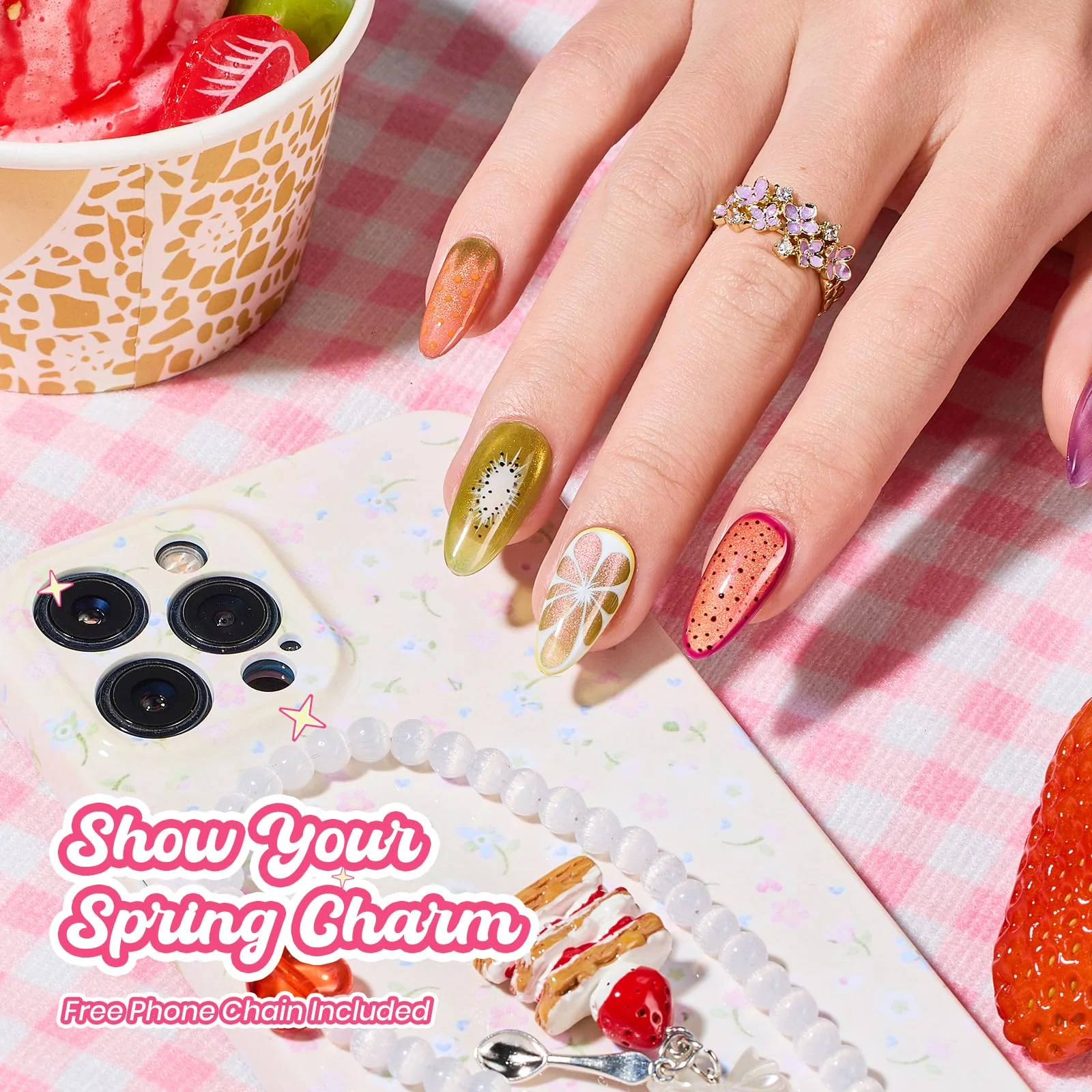 Beetles Fruit Magnet Cat Eye Gel Nail Polish Set - Nails 6 Colors Gel Polish Kit Glitter Cat Eye - Image 9