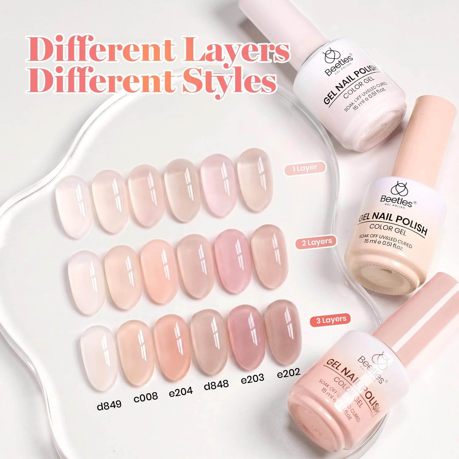 Beetles Gel Nail Polish Earthy Rose 6 Colors 15ML Nude Pink Brown Neutral Jelly Summer Nails Gel Polish Kit - Image 3