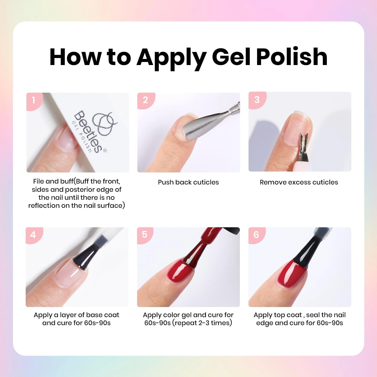 Beetles Gel Nail Starter Kit With UV Light 100 Colors 133 Pcs Summer Nails All-in-One Mani Set - Image 7