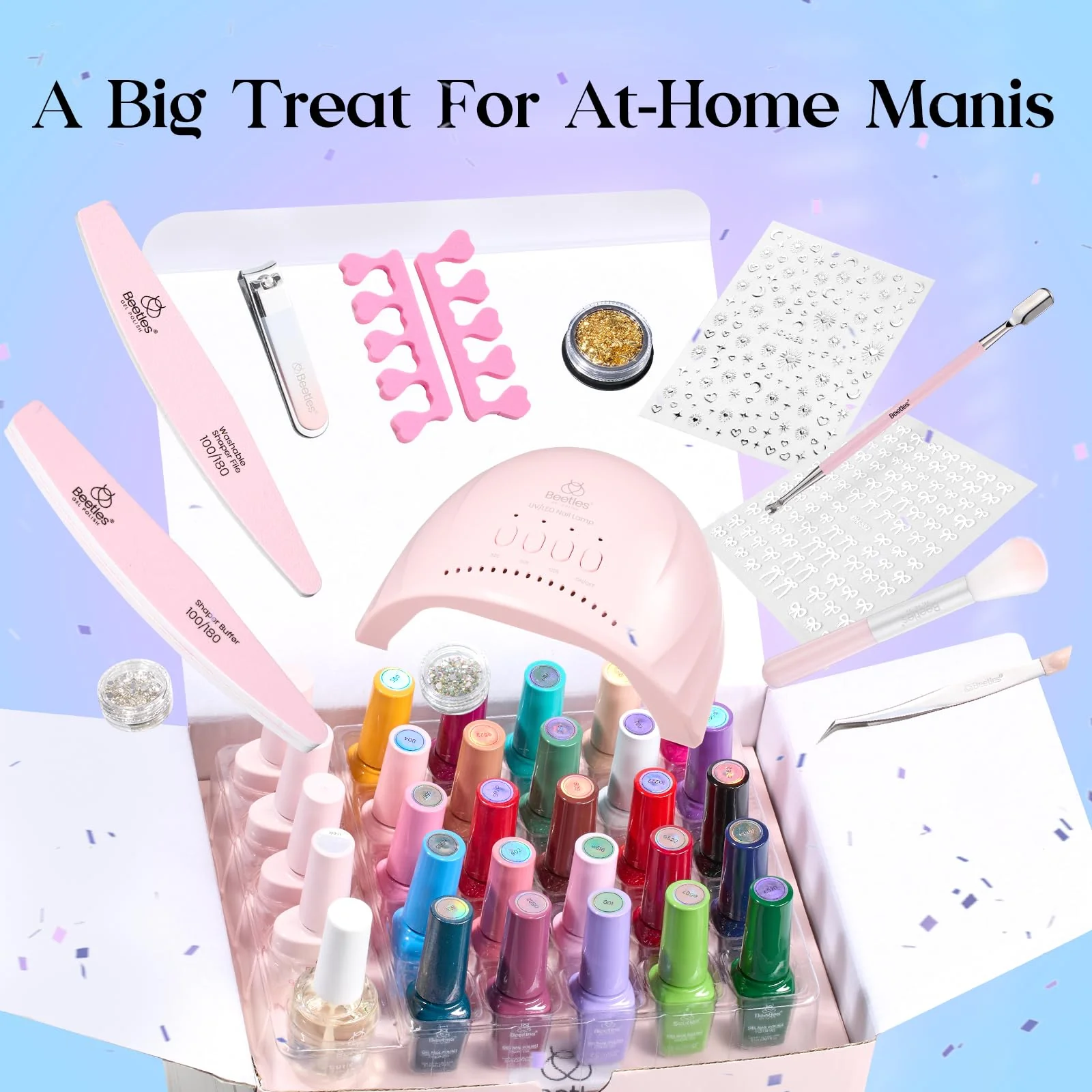 Beetles Gel Nail Starter Kit For All Season With UV Light 25 Colors 51 Pcs All-in-One Mani Set - Image 8