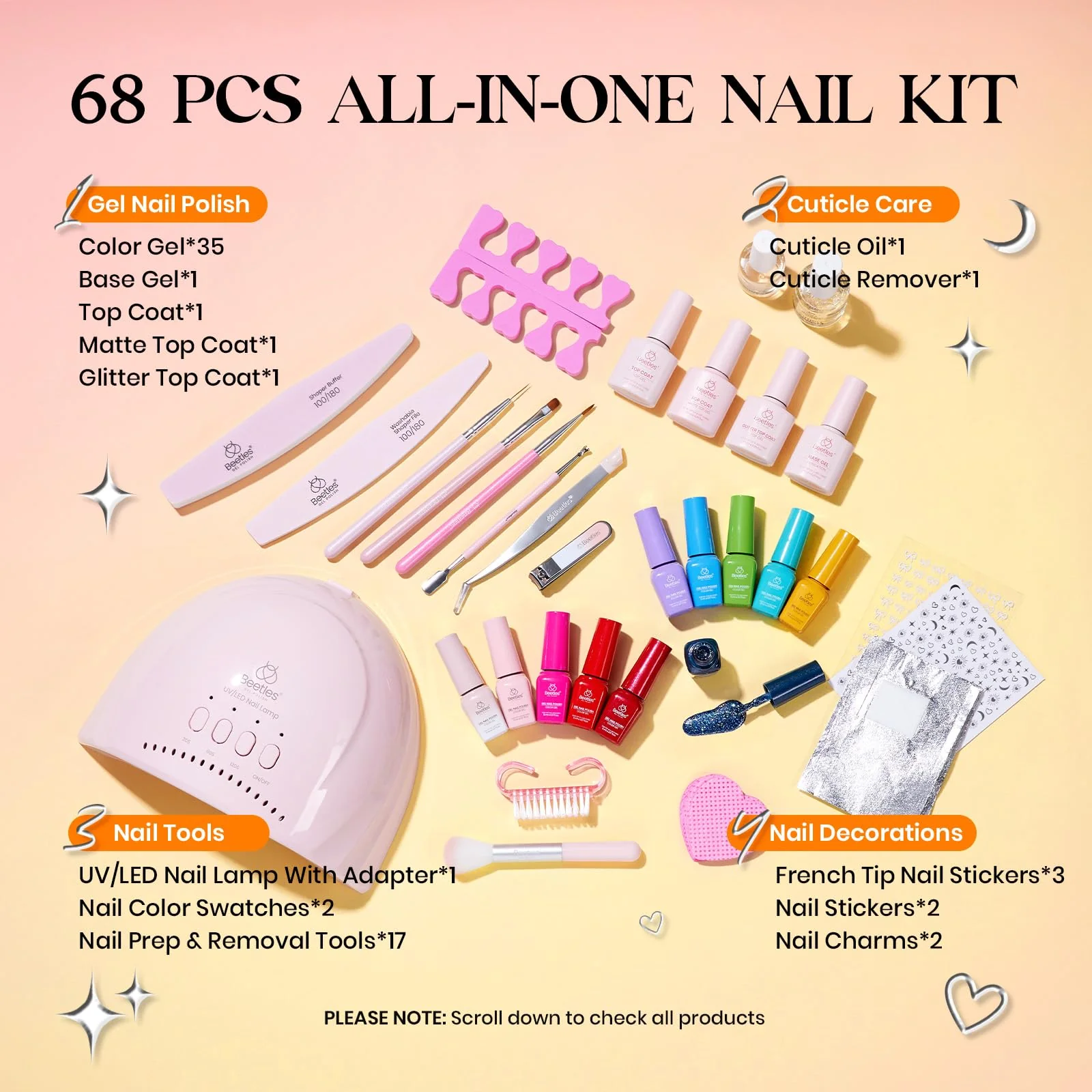 Beetles Gel Nail Starter Kit Seasonal Whispers 35  Colors 68 Pcs With UV Light All-in-One Mani Set - Image 2