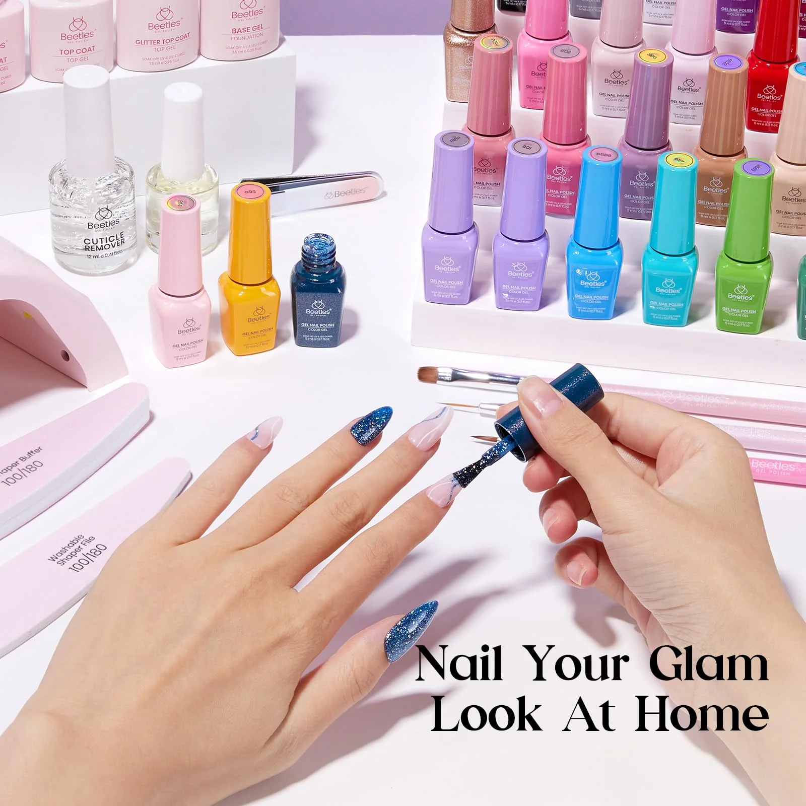 Beetles Gel Nail Starter Kit Seasonal Whispers 35  Colors 68 Pcs With UV Light All-in-One Mani Set - Image 5