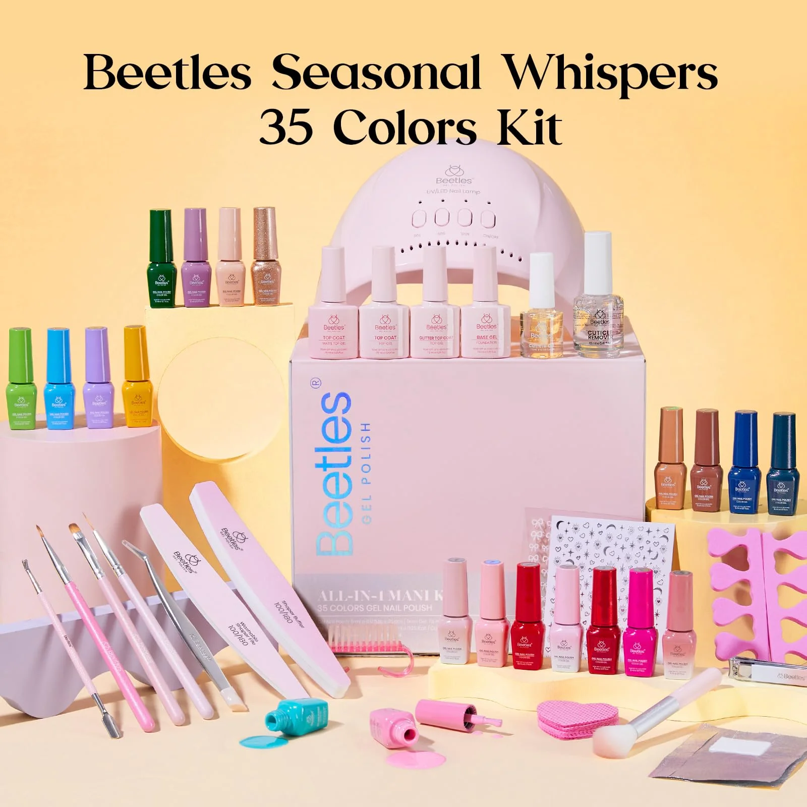 Beetles Gel Nail Starter Kit Seasonal Whispers 35  Colors 68 Pcs With UV Light All-in-One Mani Set - Image 6