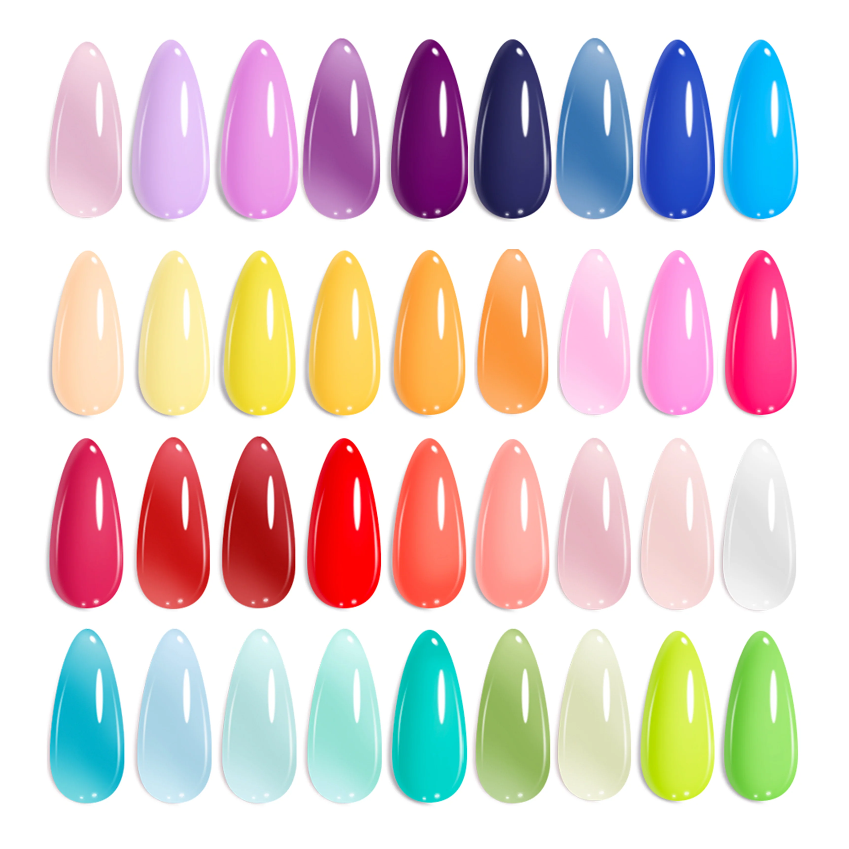 Beetles Gel Nail Polish Set - 36 Colors Dewdrop Flora Gel Nail Kit Jelly Pink Milky White Yellow Purple Green Natural Classic Color Set