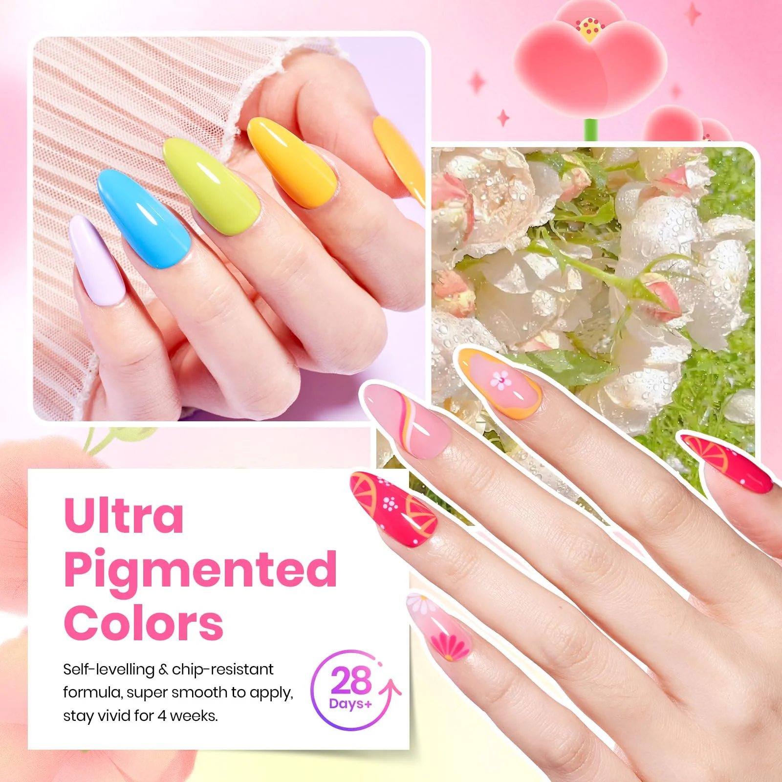 Beetles Gel Nail Polish Set - 36 Colors Dewdrop Flora Gel Nail Kit Jelly Pink Milky White Yellow Purple Green Natural Classic Color Set - Image 2