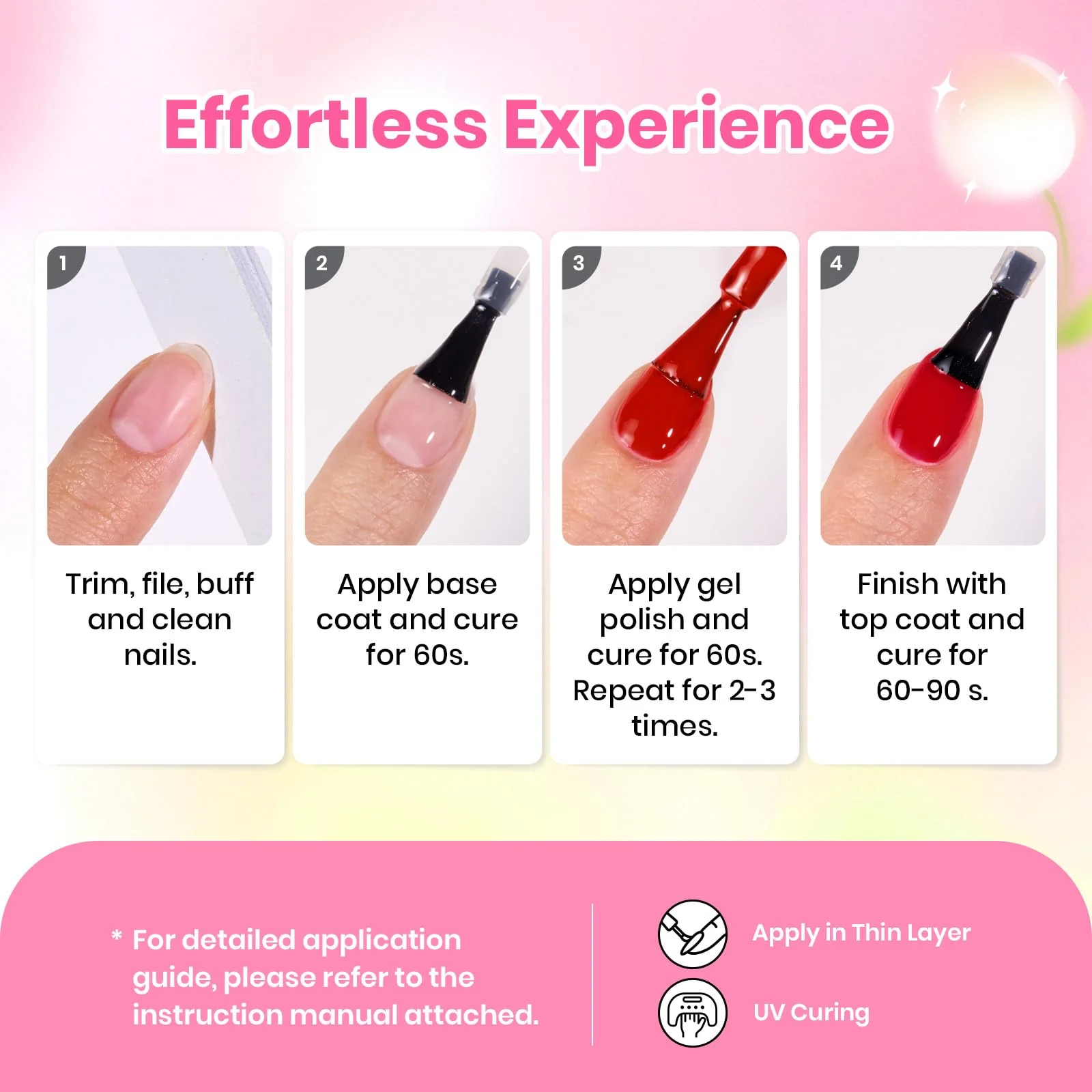 Beetles Gel Nail Polish Set - 36 Colors Dewdrop Flora Gel Nail Kit Jelly Pink Milky White Yellow Purple Green Natural Classic Color Set - Image 3