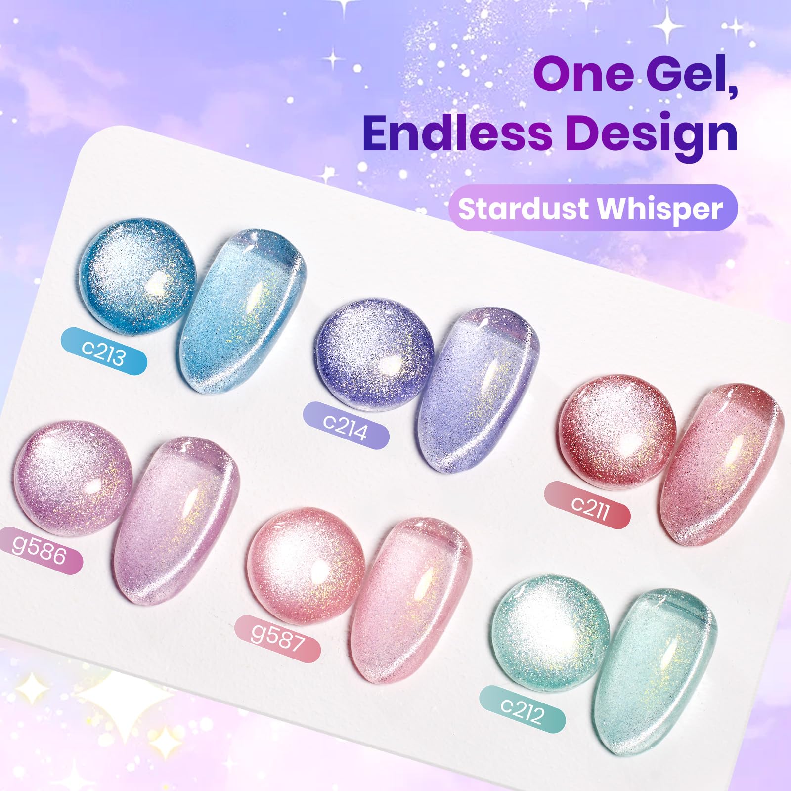 Beetles Gel Nail Polish Summer Nails Stardust Whisper 6 Colors 15ML Pink Blue Purple Cat Eye Glitter Velvet Gel Magnet - Image 2