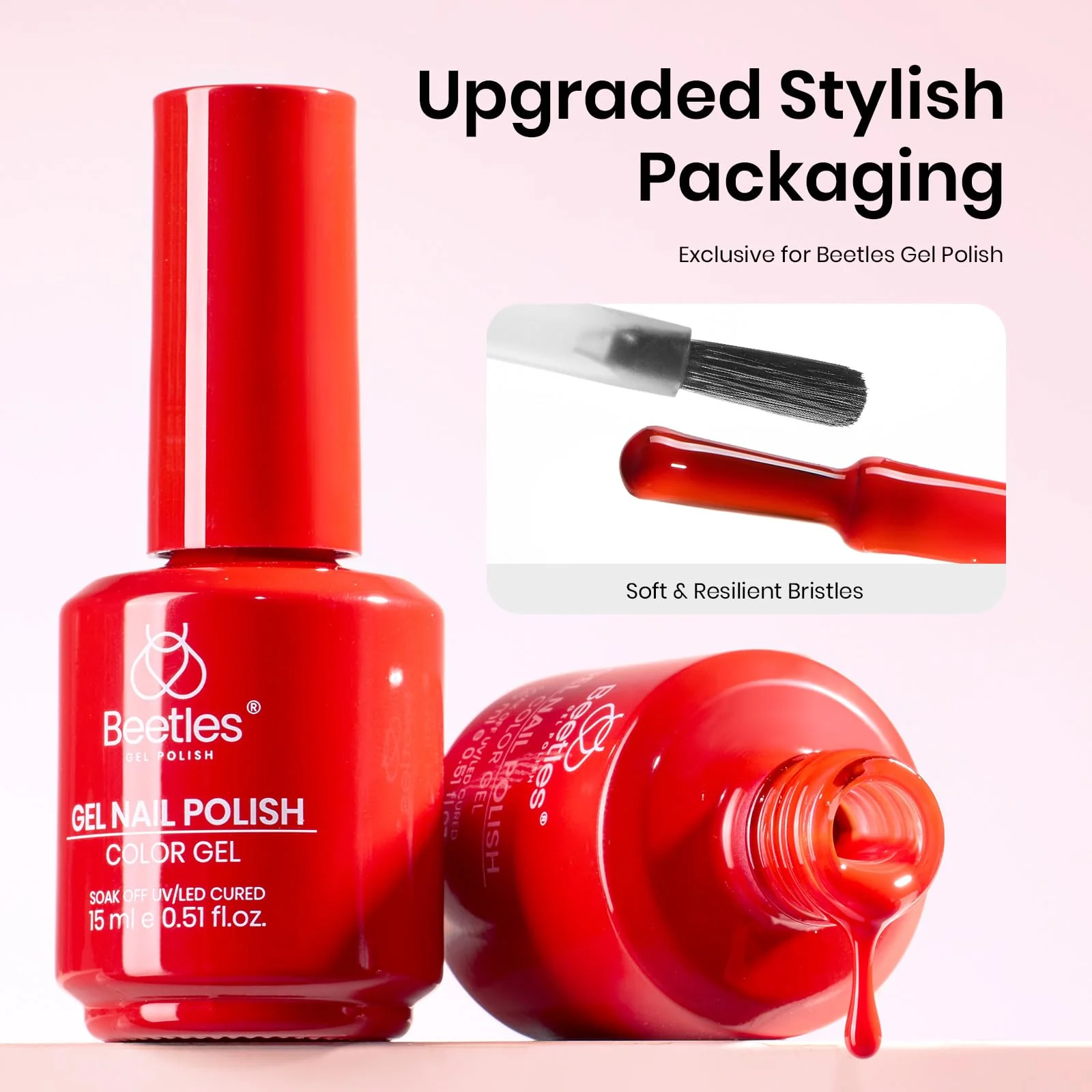 Beetles Gel Polish Heatwave - 15ml Classic Bright Red Nail Set - Image 5