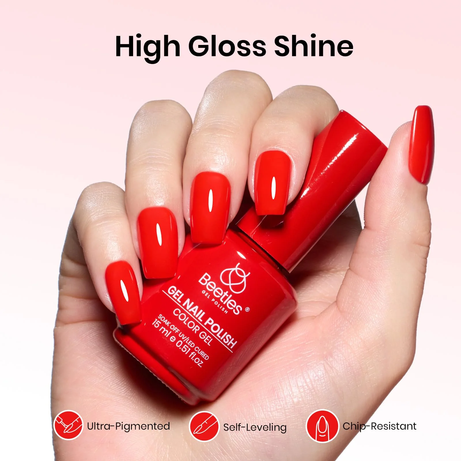Beetles Gel Polish Heatwave - 15ml Classic Bright Red Nail Set - Image 7